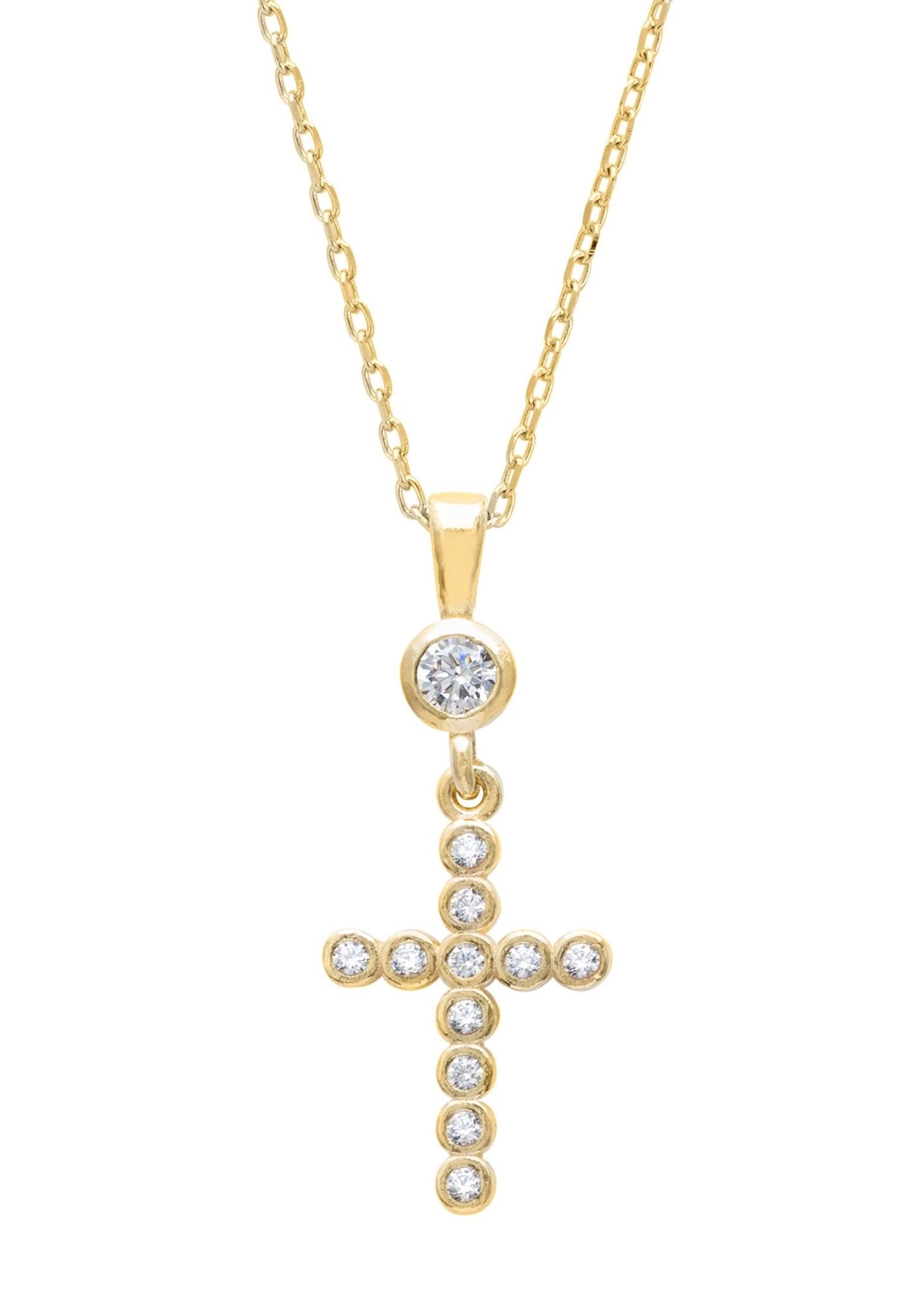 Sparkling Cross Pendant Necklace Gold - LATELITA Necklaces