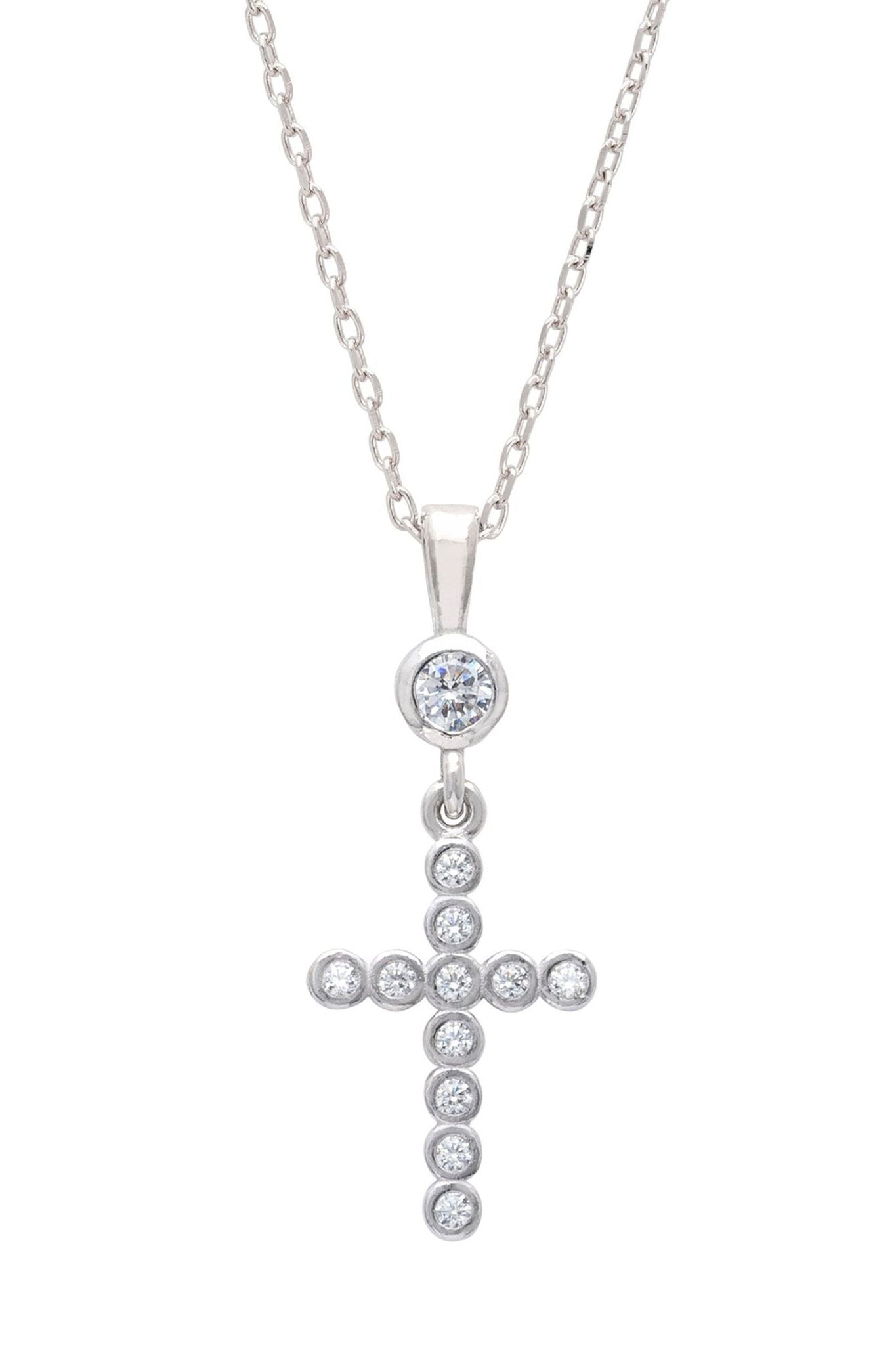 Sparkling Cross Pendant Necklace Silver - LATELITA Necklaces