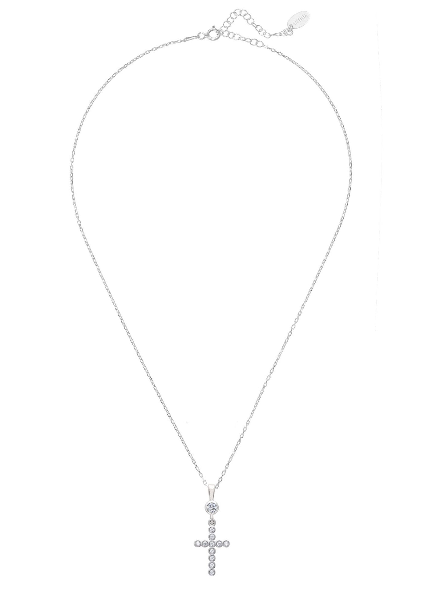 Sparkling Cross Pendant Necklace Silver - LATELITA Necklaces