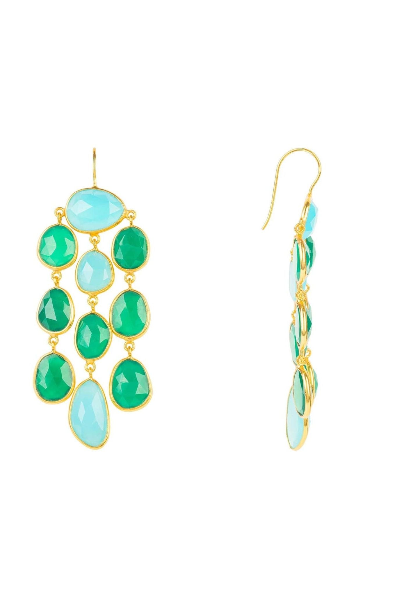 Splash Gemstone Earring Gold Green Onyx - LATELITA Earrings