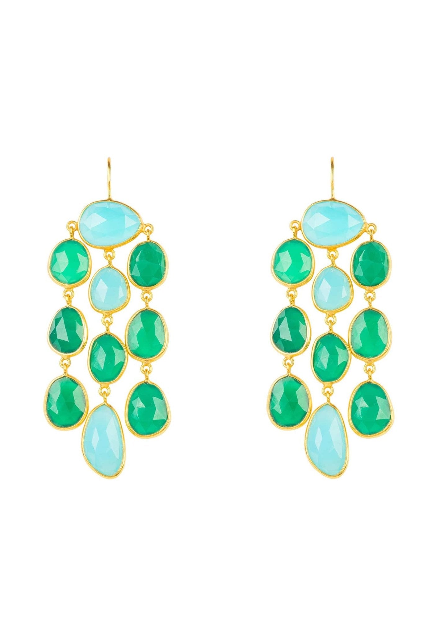 Splash Gemstone Earring Gold Green Onyx - LATELITA Earrings