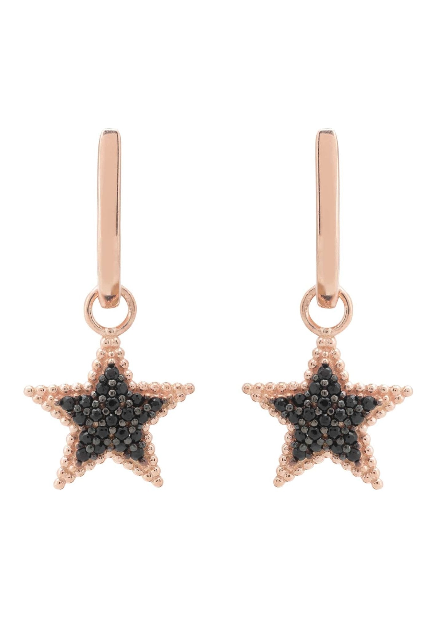 Star Black Drop Earrings Rosegold - LATELITA Earrings
