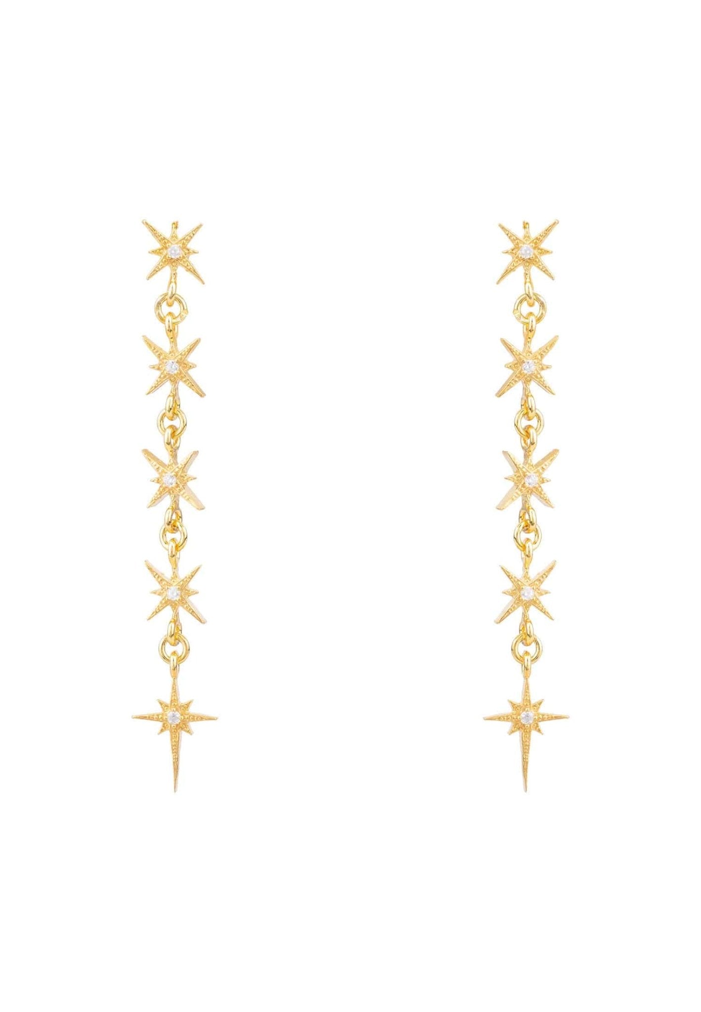 Star Burst 5 Drops Earrings Gold - LATELITA Earrings