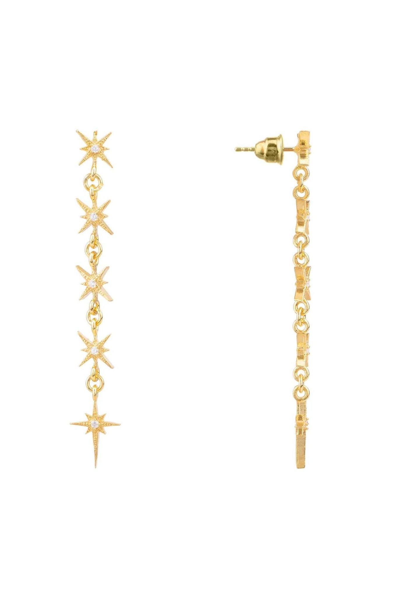 Star Burst 5 Drops Earrings Gold - LATELITA Earrings