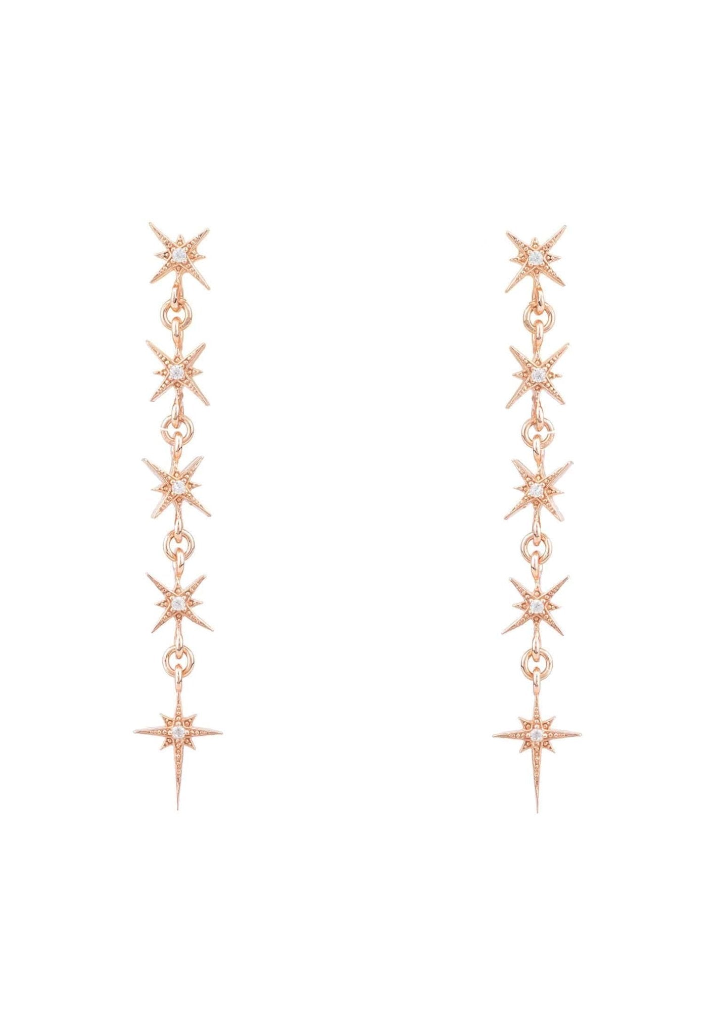 Star Burst 5 Drops Earrings Rosegold - LATELITA Earrings
