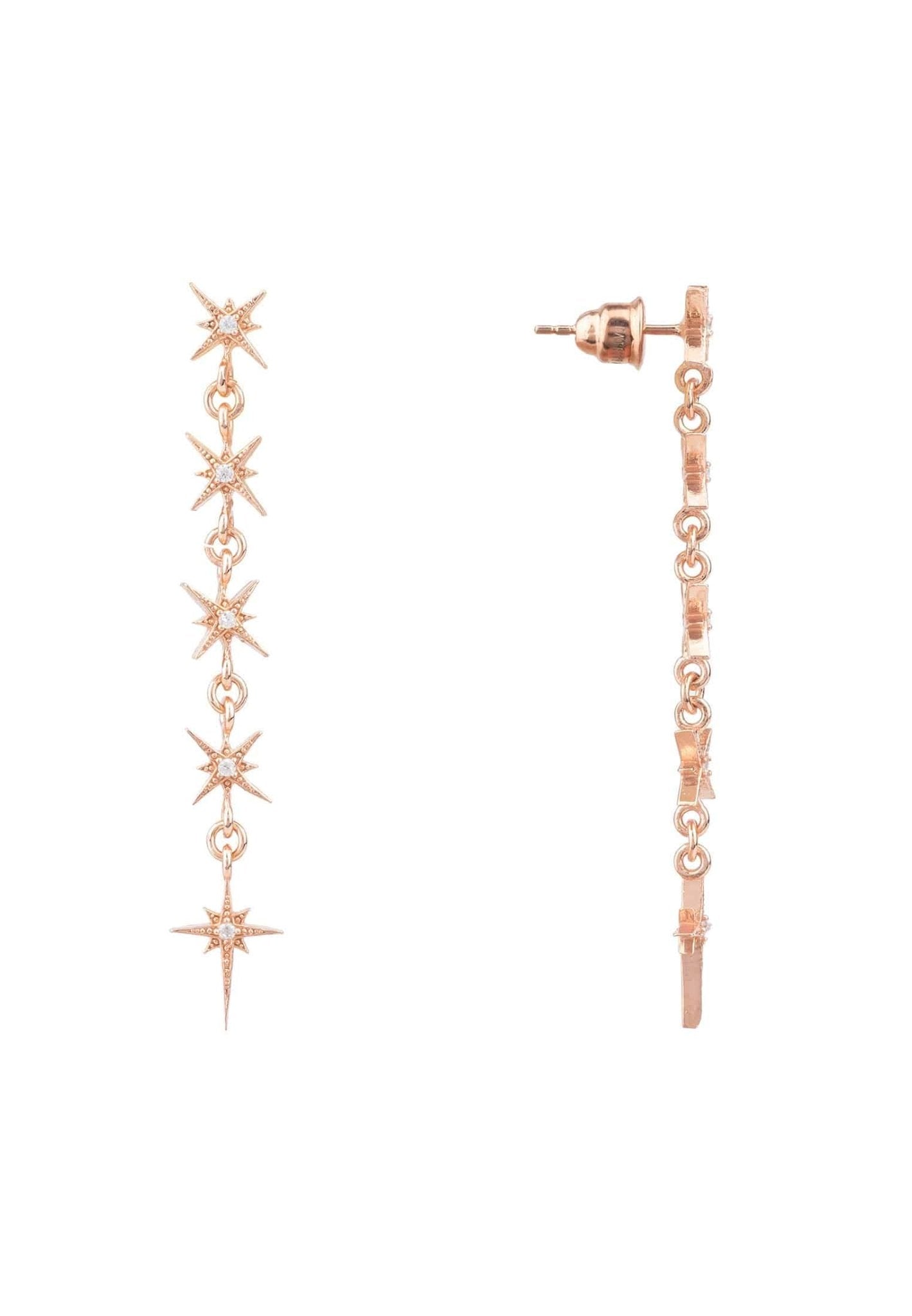 Star Burst 5 Drops Earrings Rosegold - LATELITA Earrings