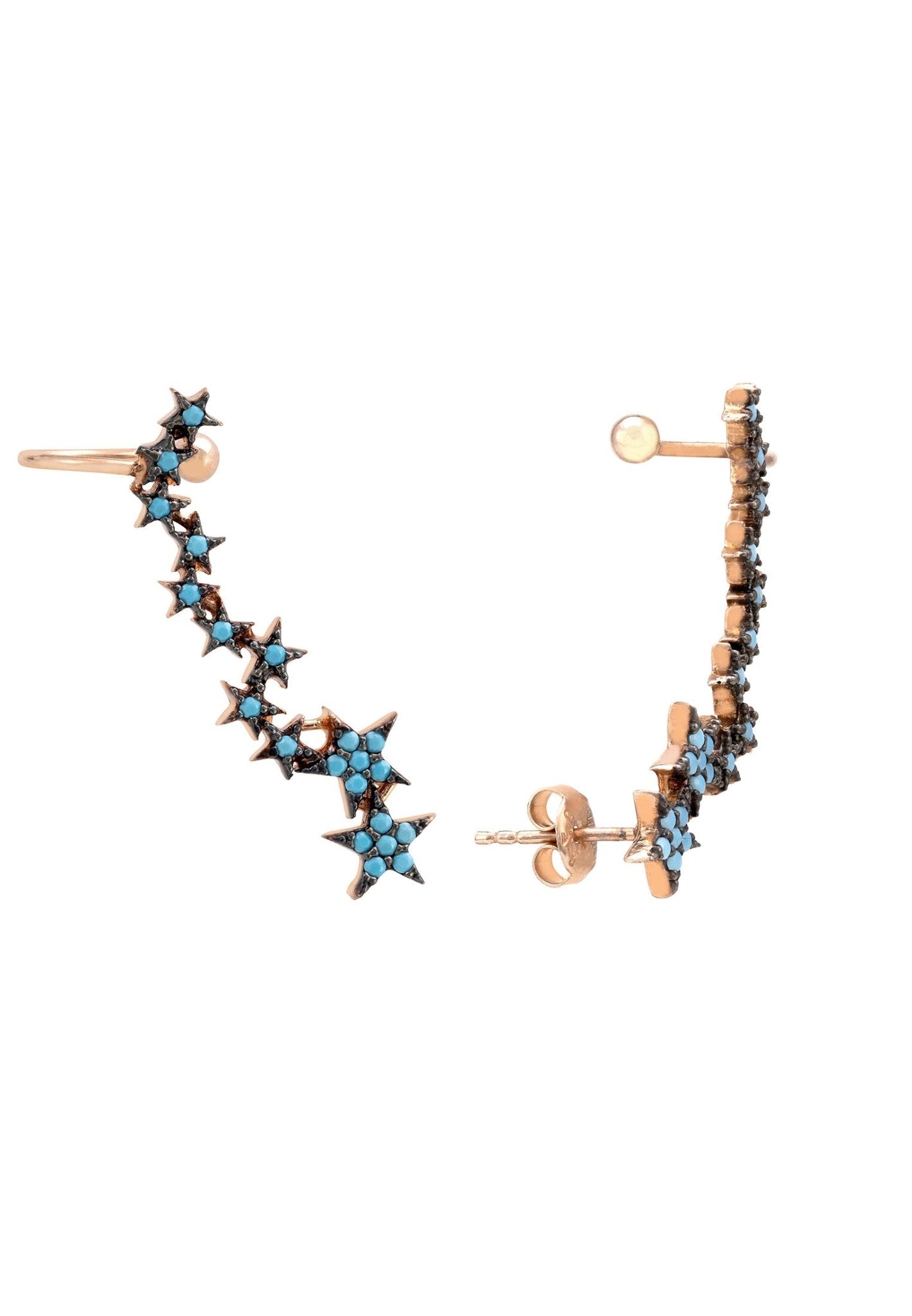 Star Cluster Turquoise Ear Climbers Rosegold - LATELITA Earrings