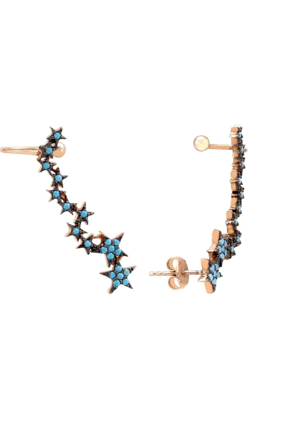 Star Cluster Turquoise Ear Climbers Rosegold - LATELITA Earrings