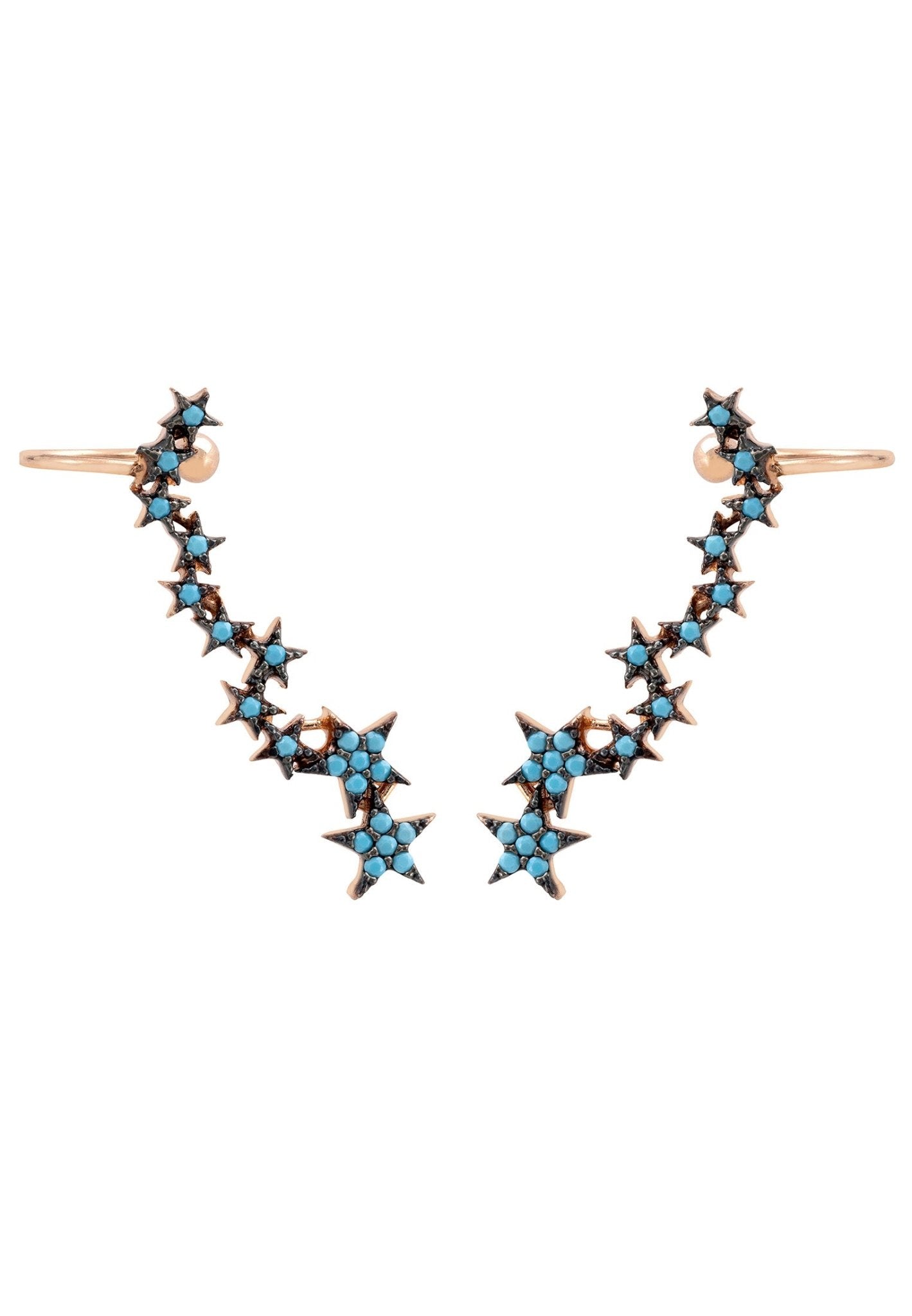 Star Cluster Turquoise Ear Climbers Rosegold - LATELITA Earrings