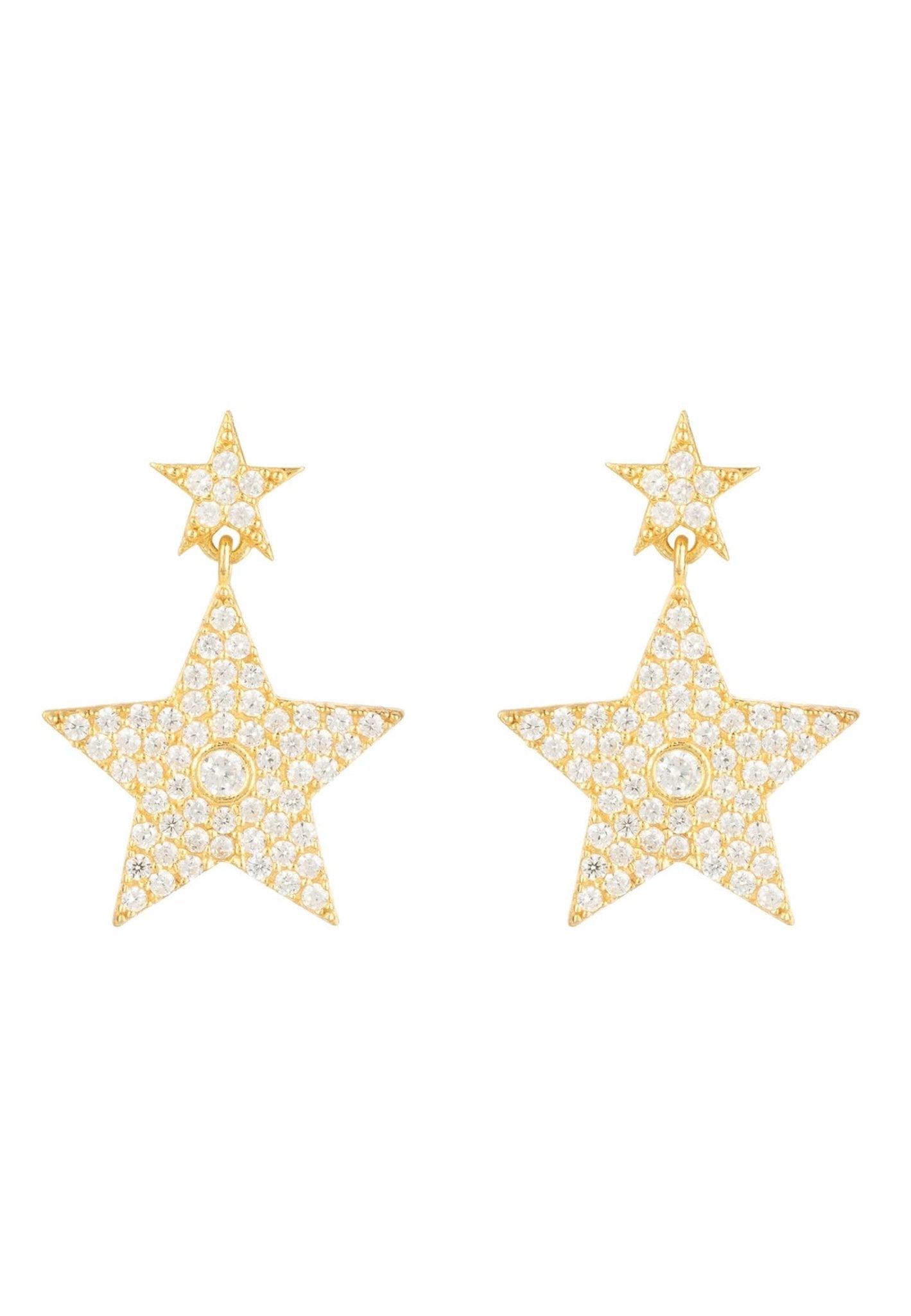 Star Double Drop Earring Gold - LATELITA Earrings