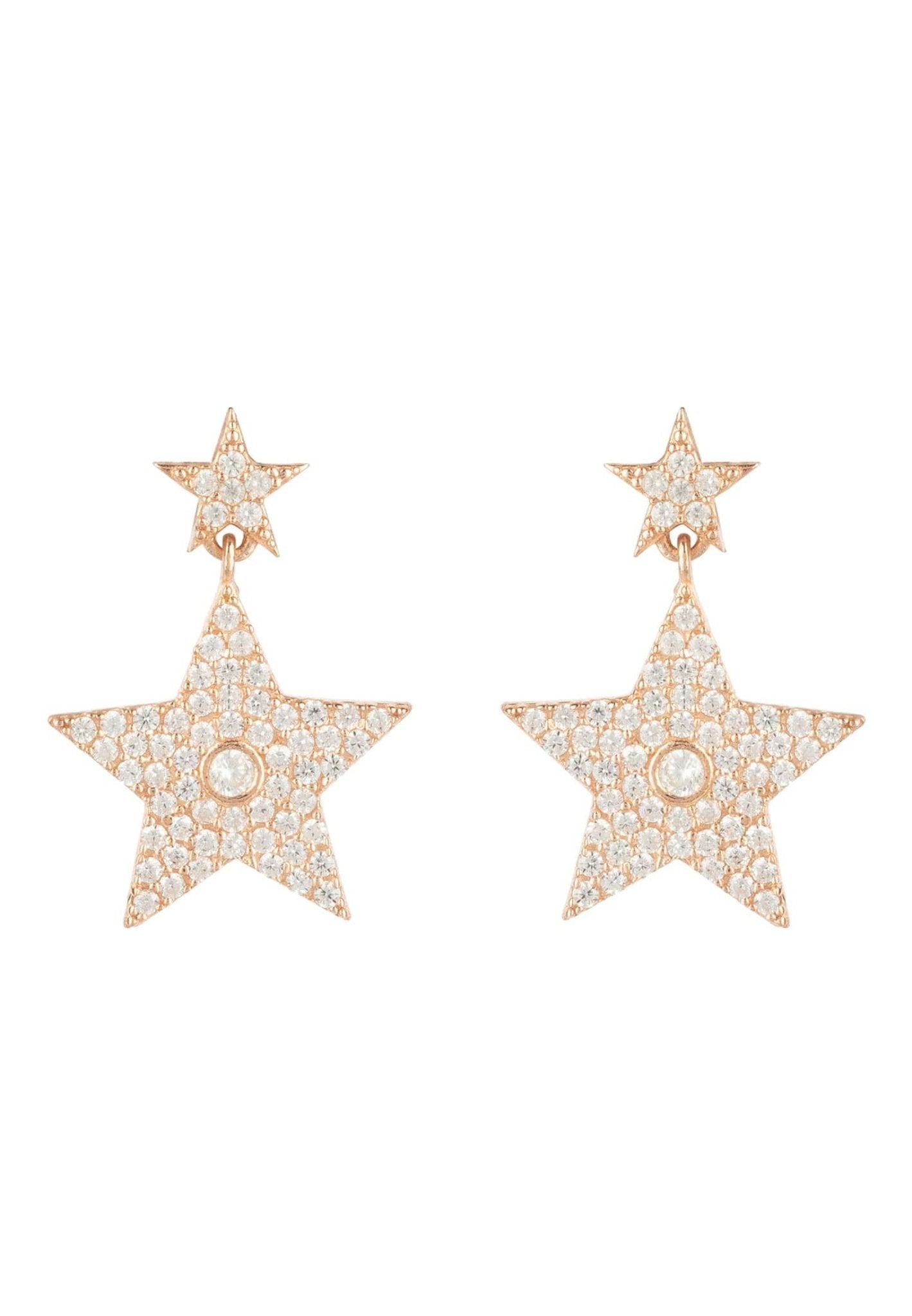 Star Double Drop Earring Rosegold - LATELITA Earrings