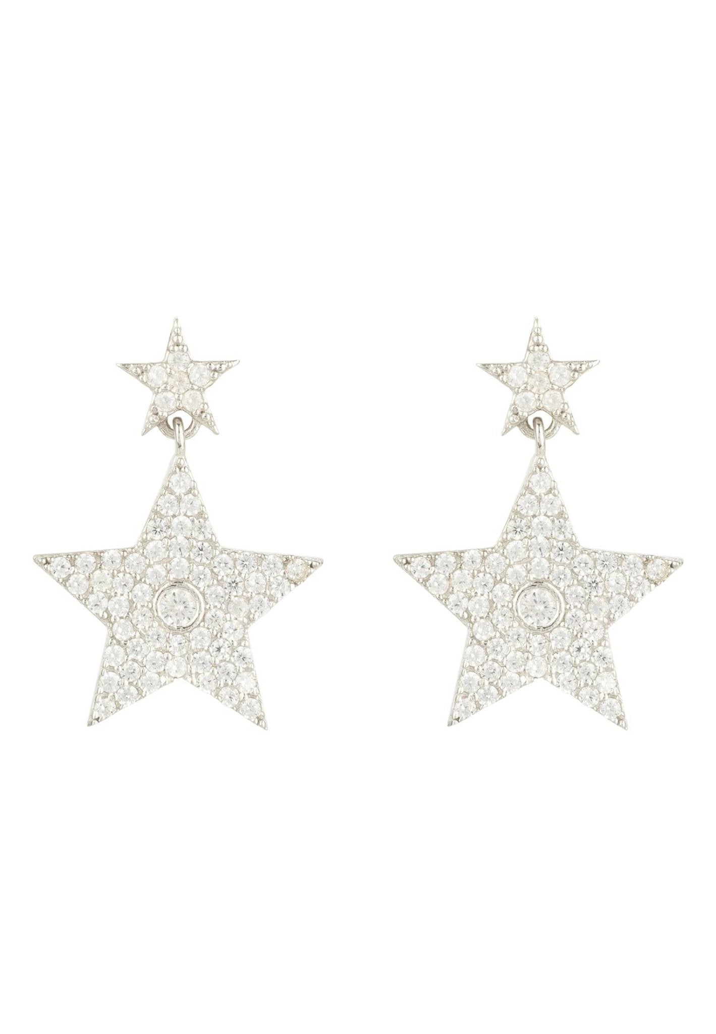 Star Double Drop Earring Silver - LATELITA Earrings