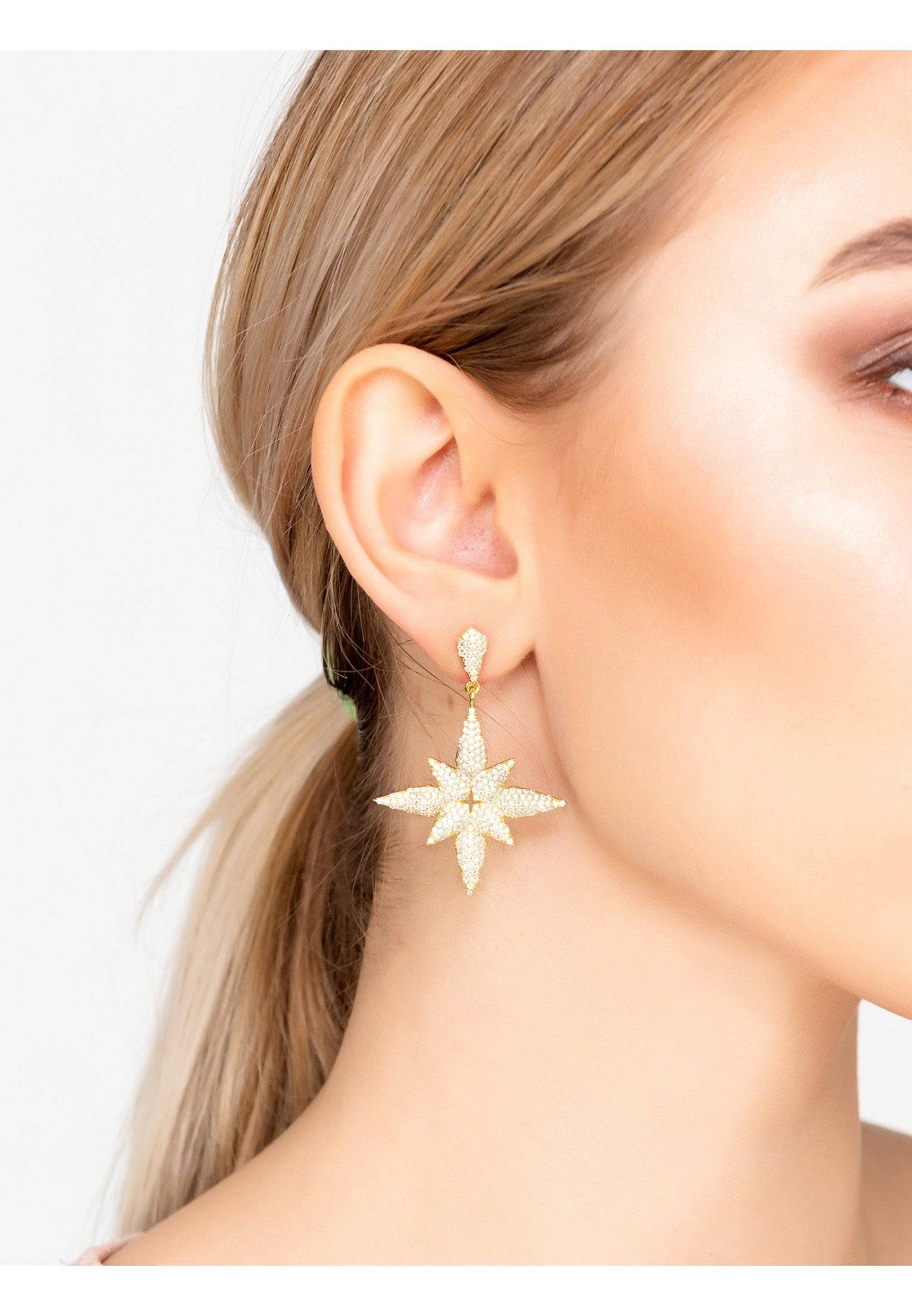 Star Flower Drop Earrings Gold - LATELITA Earrings