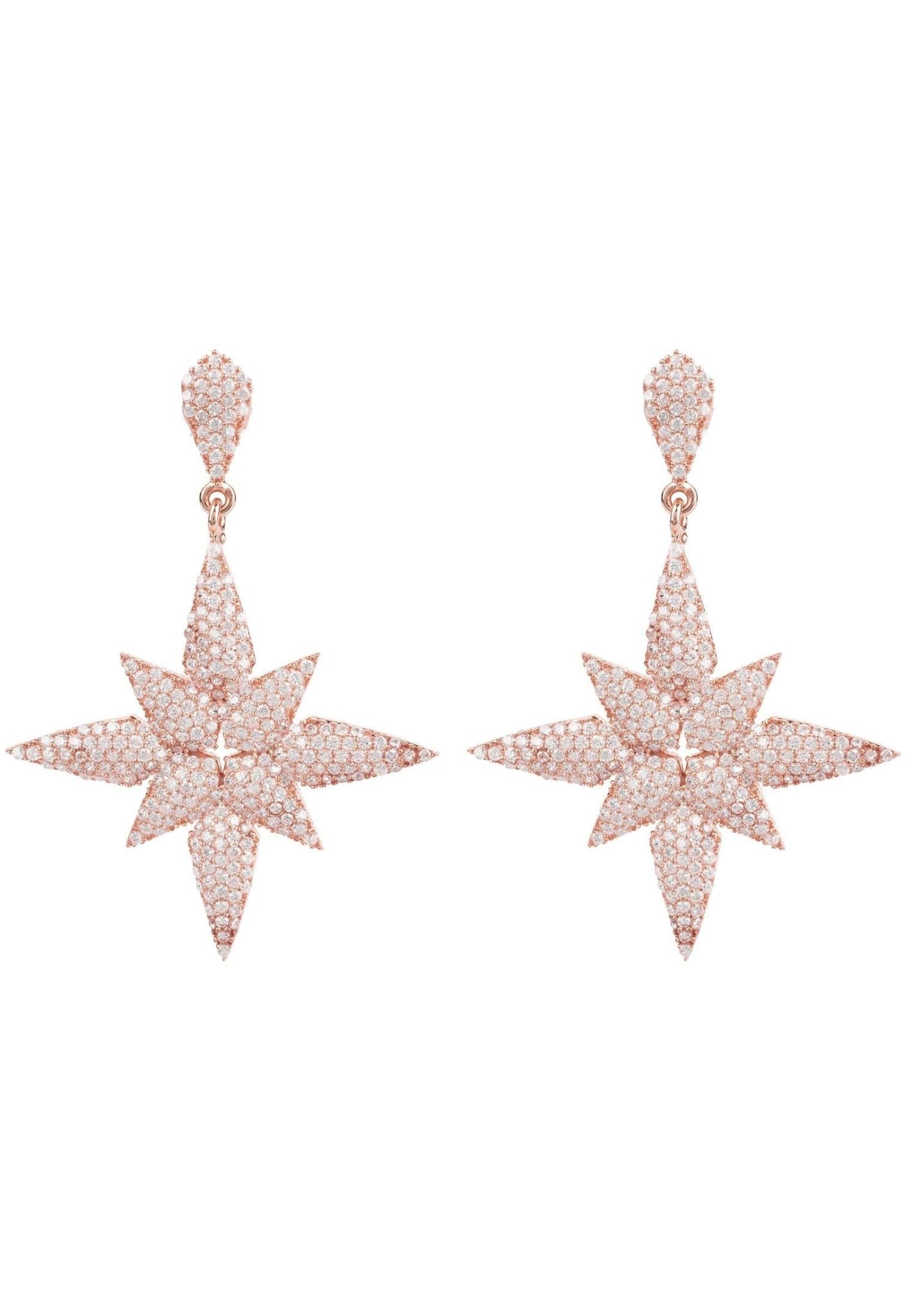 Star Flower Drop Earrings Rosegold - LATELITA Earrings