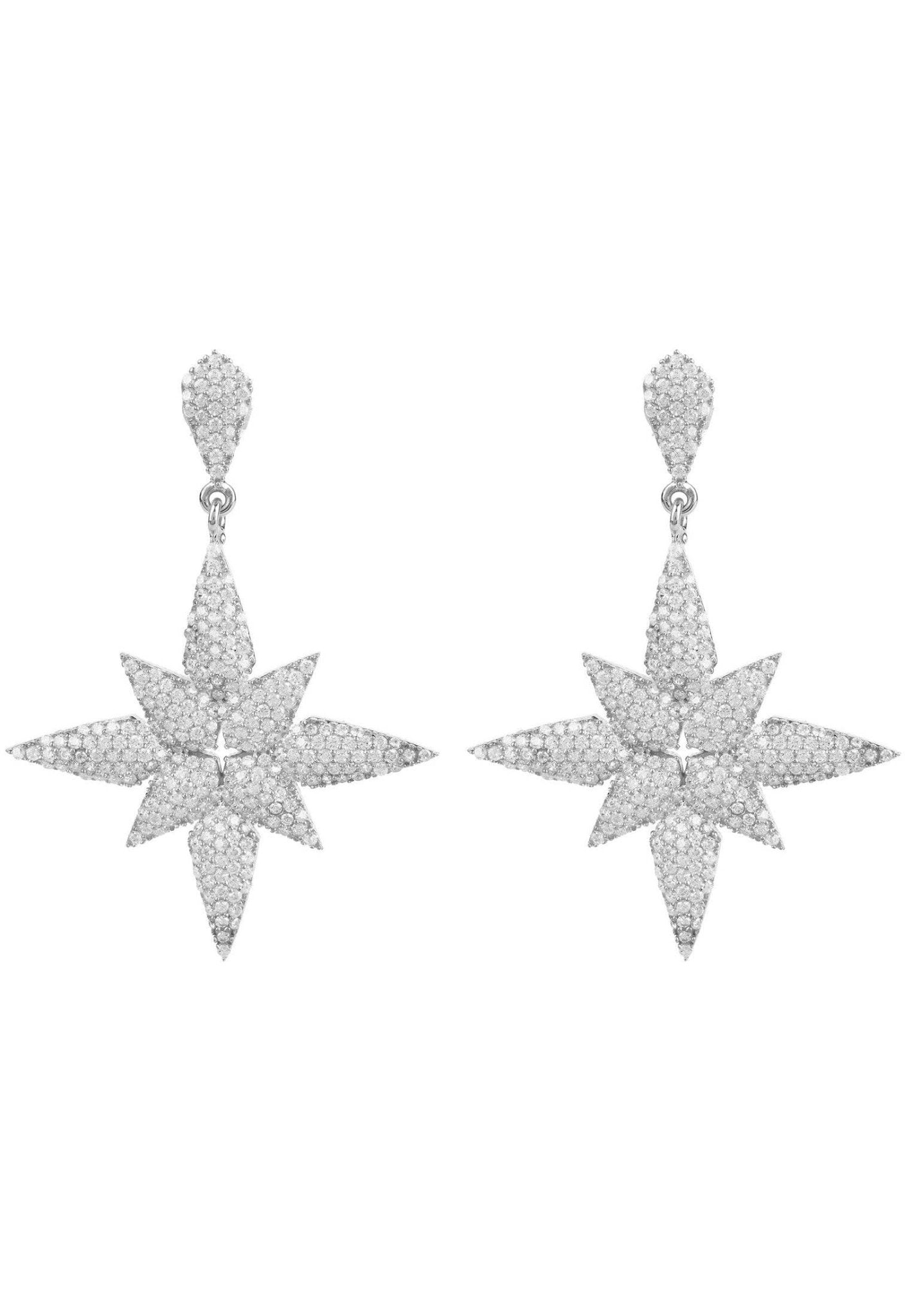 Star Flower Drop Earrings Silver - LATELITA Earrings