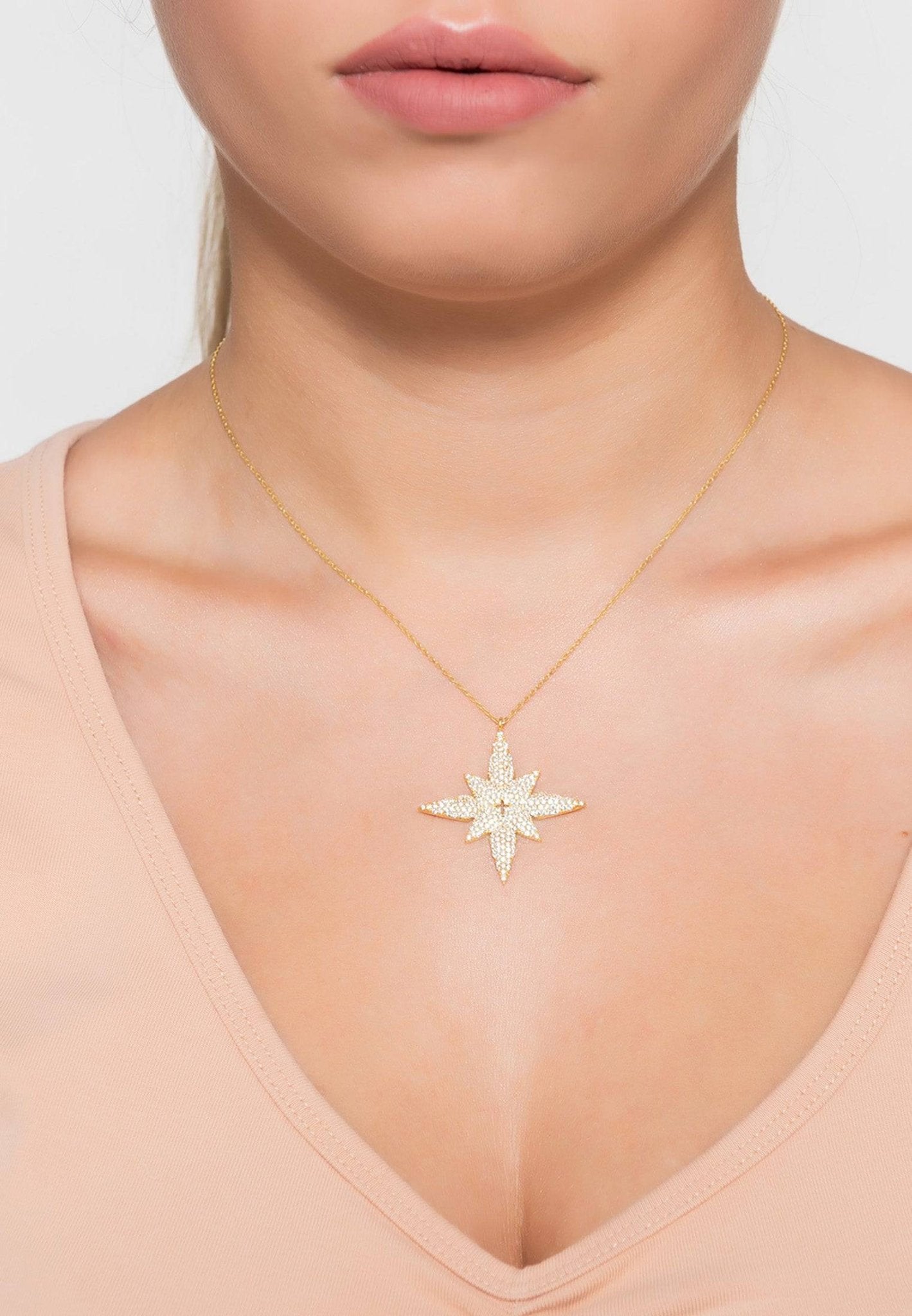 Star Flower Pendant Necklace Gold - LATELITA Necklaces