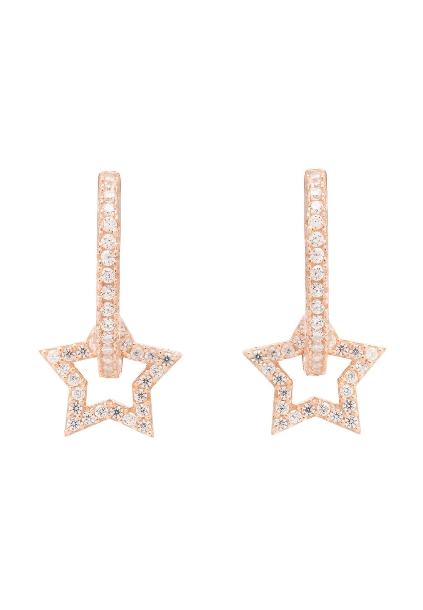 Star Huggie Hoop White Rosegold - LATELITA Earrings