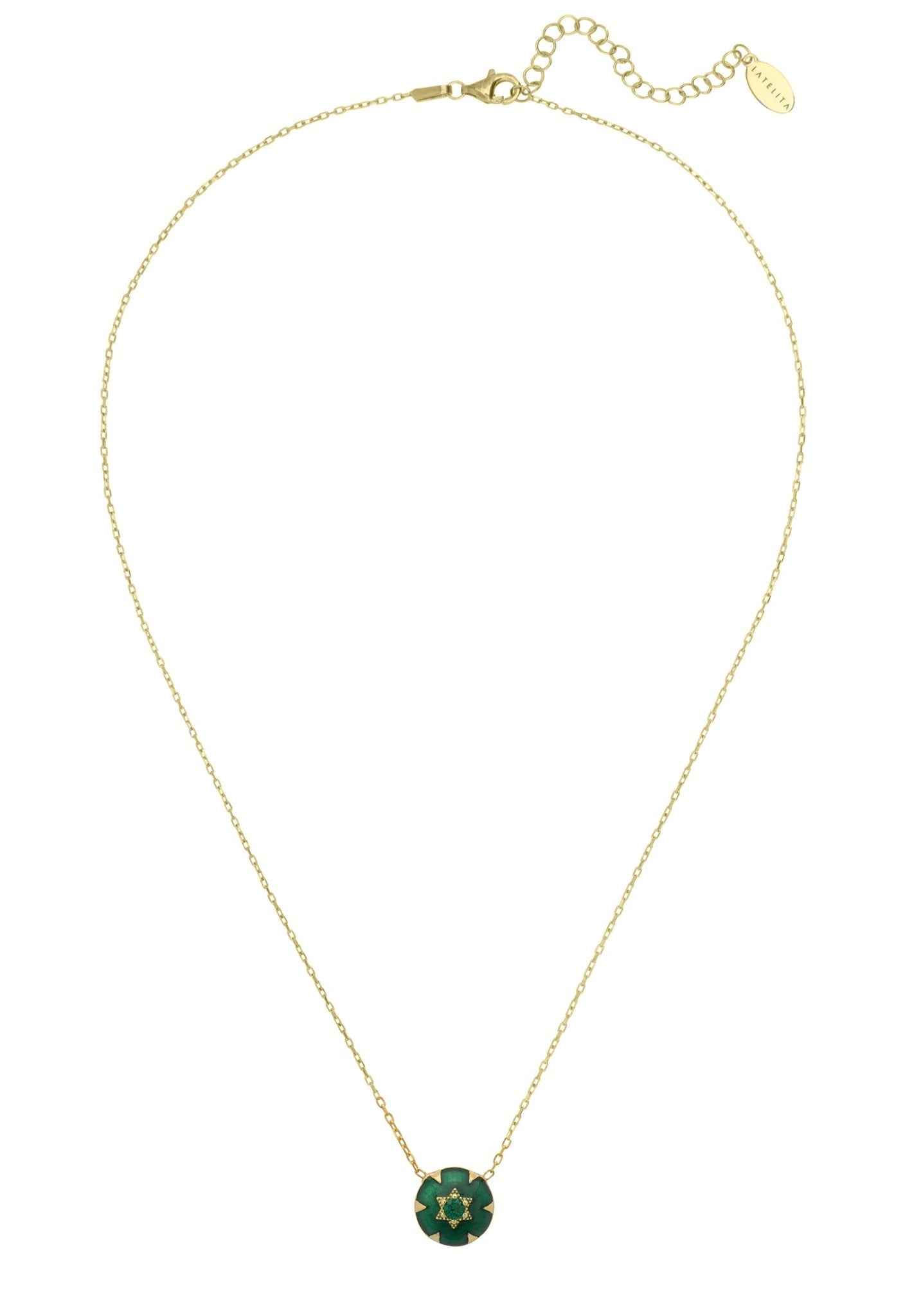 Star Of David Green Enamel Necklace Gold - LATELITA Necklaces