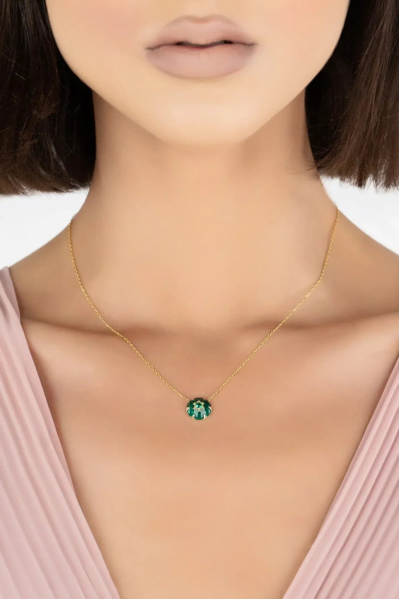 Star Of David Green Enamel Necklace Gold - LATELITA Necklaces