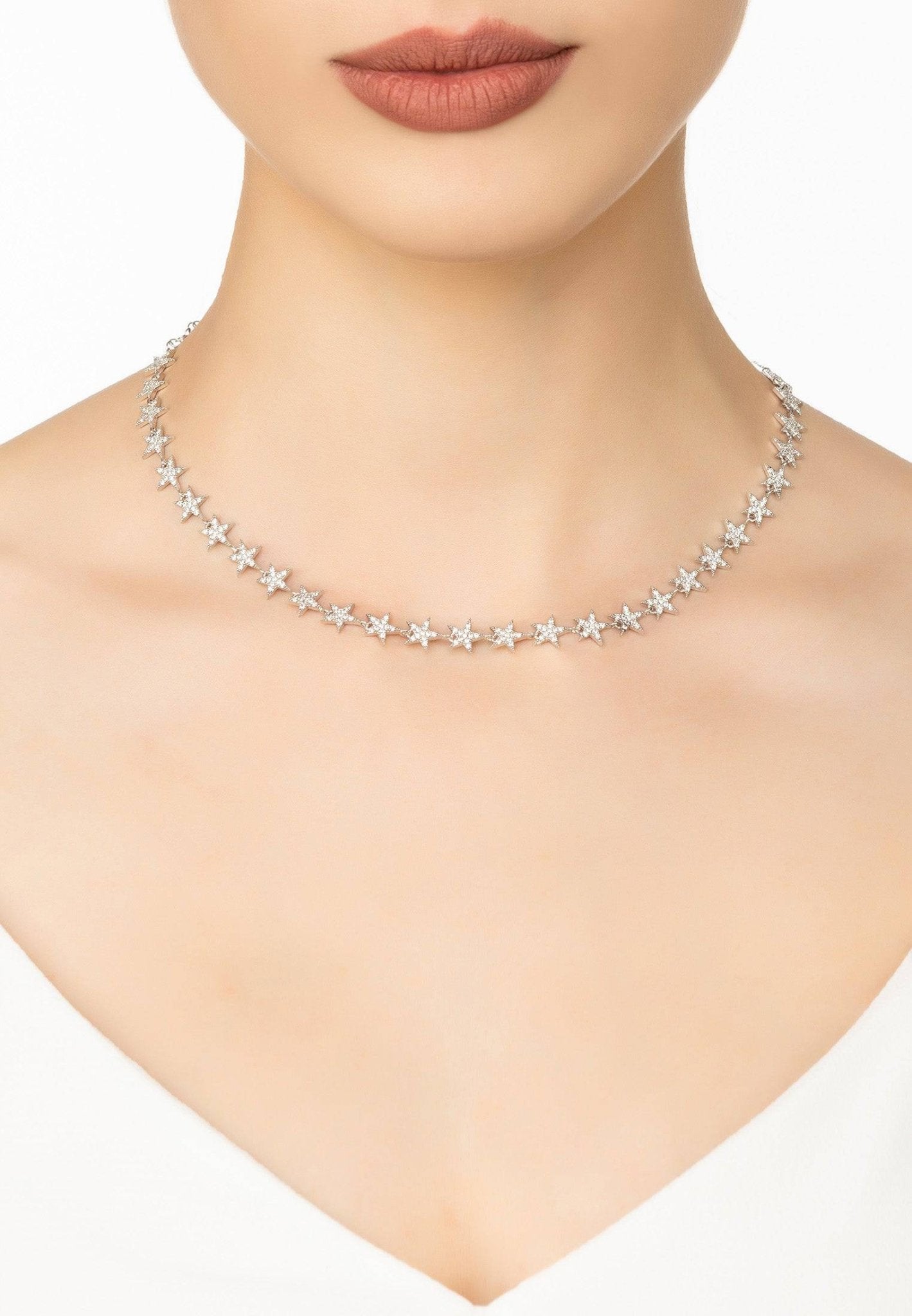 Star Strand Choker Necklace Silver - LATELITA Necklaces
