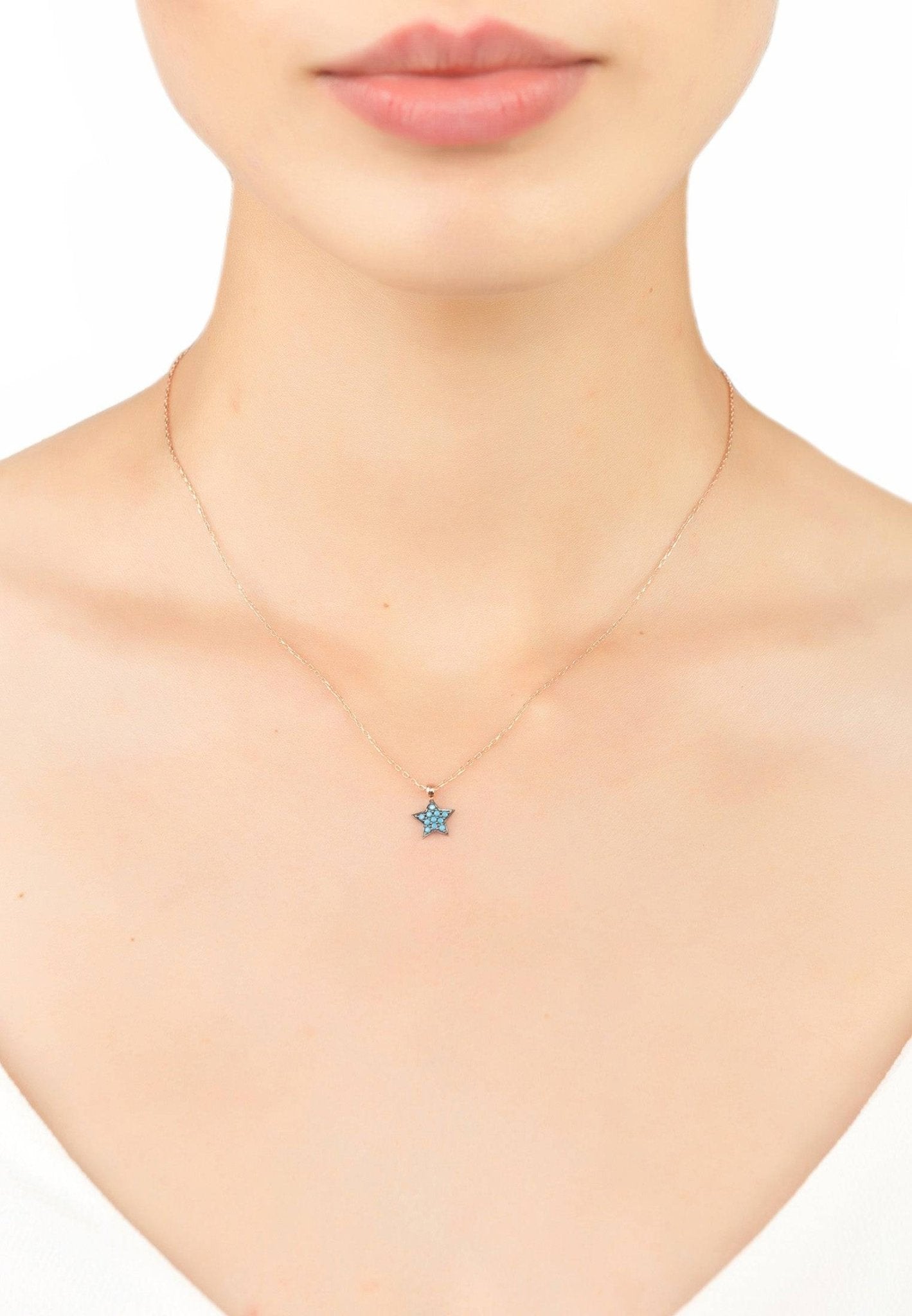 Star Turquoise Pendant Necklace Rosegold - LATELITA Necklaces