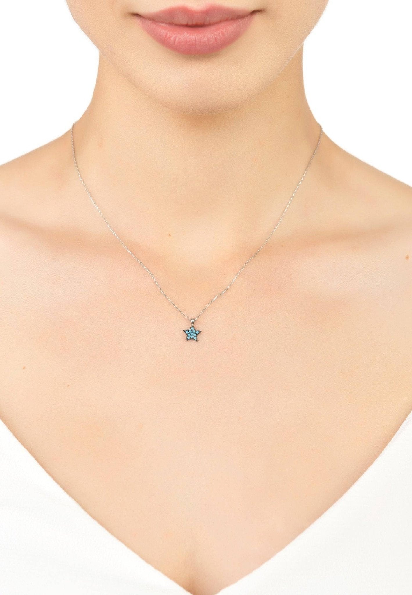 Star Turquoise Pendant Necklace Silver - LATELITA Necklaces