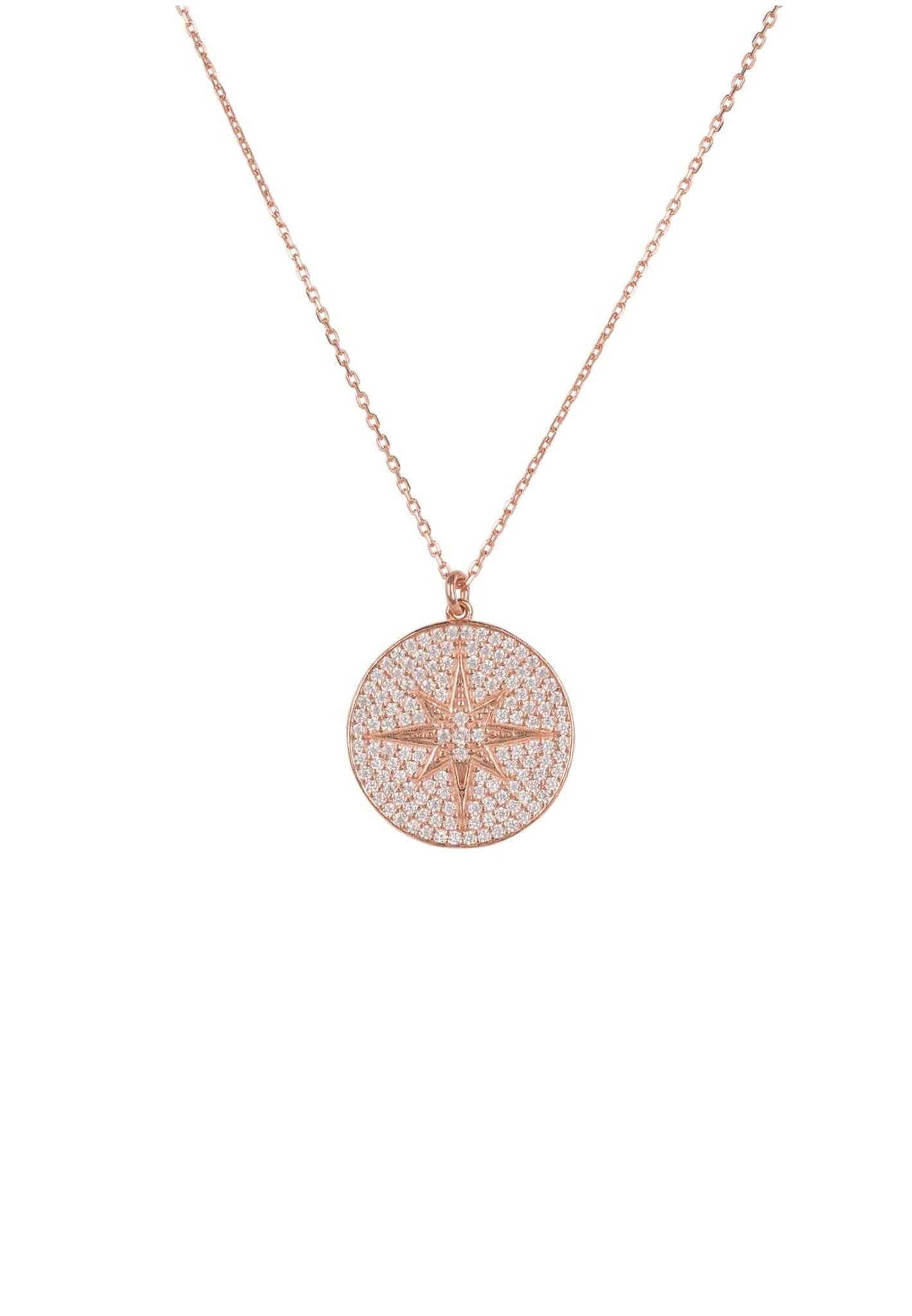 Starburst Disc Pendant Necklace Rose Gold - LATELITA Necklaces