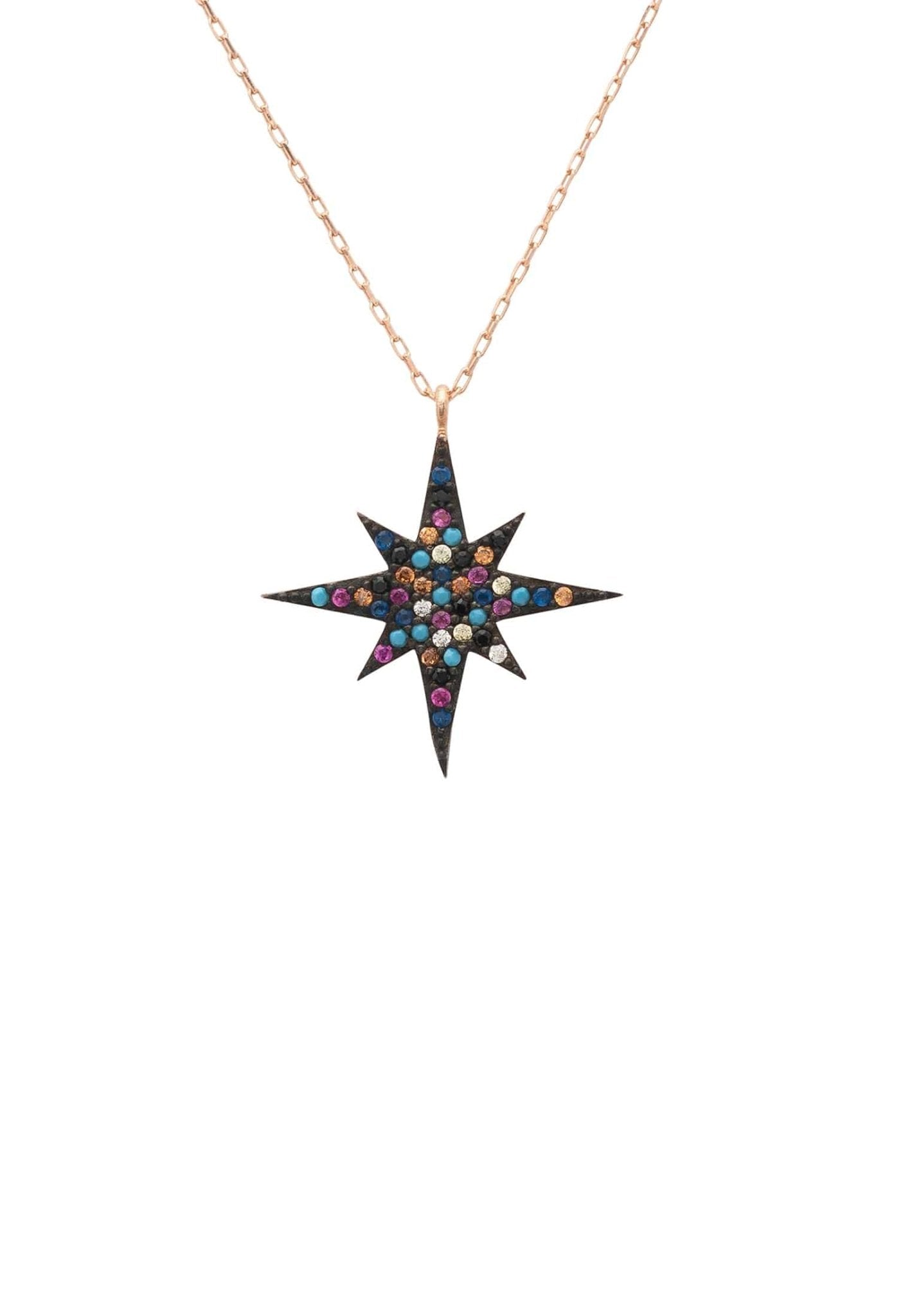 Starburst Multicoloured Necklace Rosegold - LATELITA Necklaces