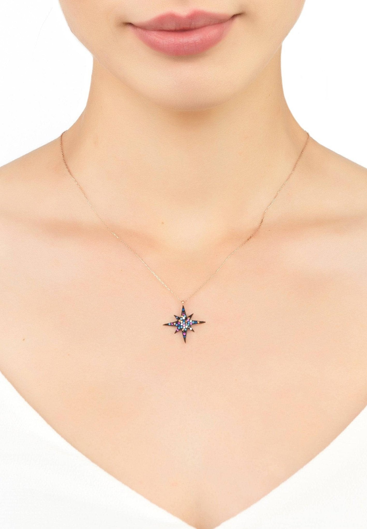 Starburst Multicoloured Necklace Rosegold - LATELITA Necklaces