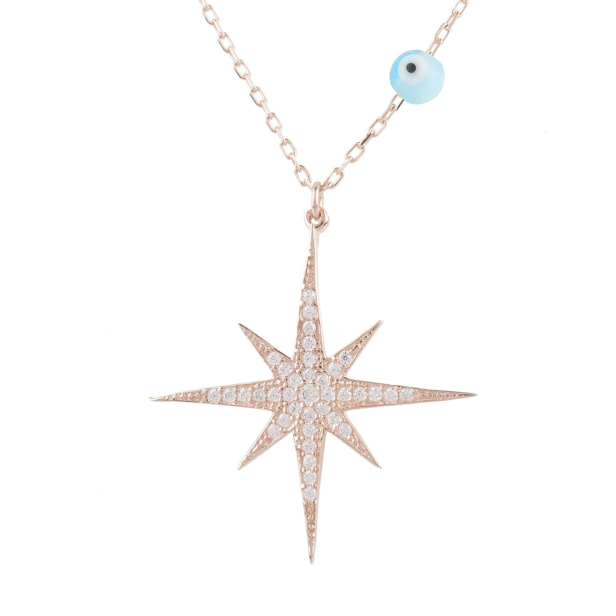 Starburst Opalite Evil Eye Necklace Rosegold - LATELITA Necklaces