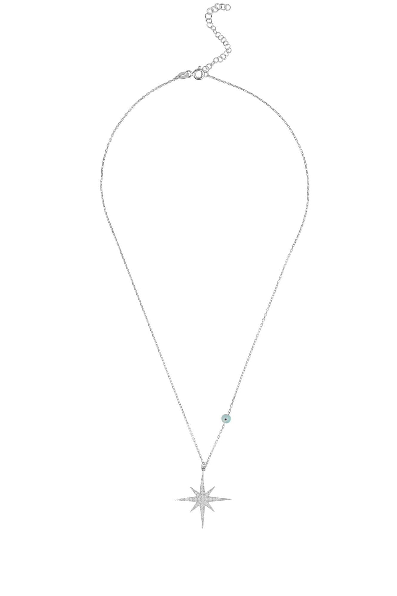Starburst Opalite Evil Eye Necklace Sterling Silver - LATELITA Necklaces