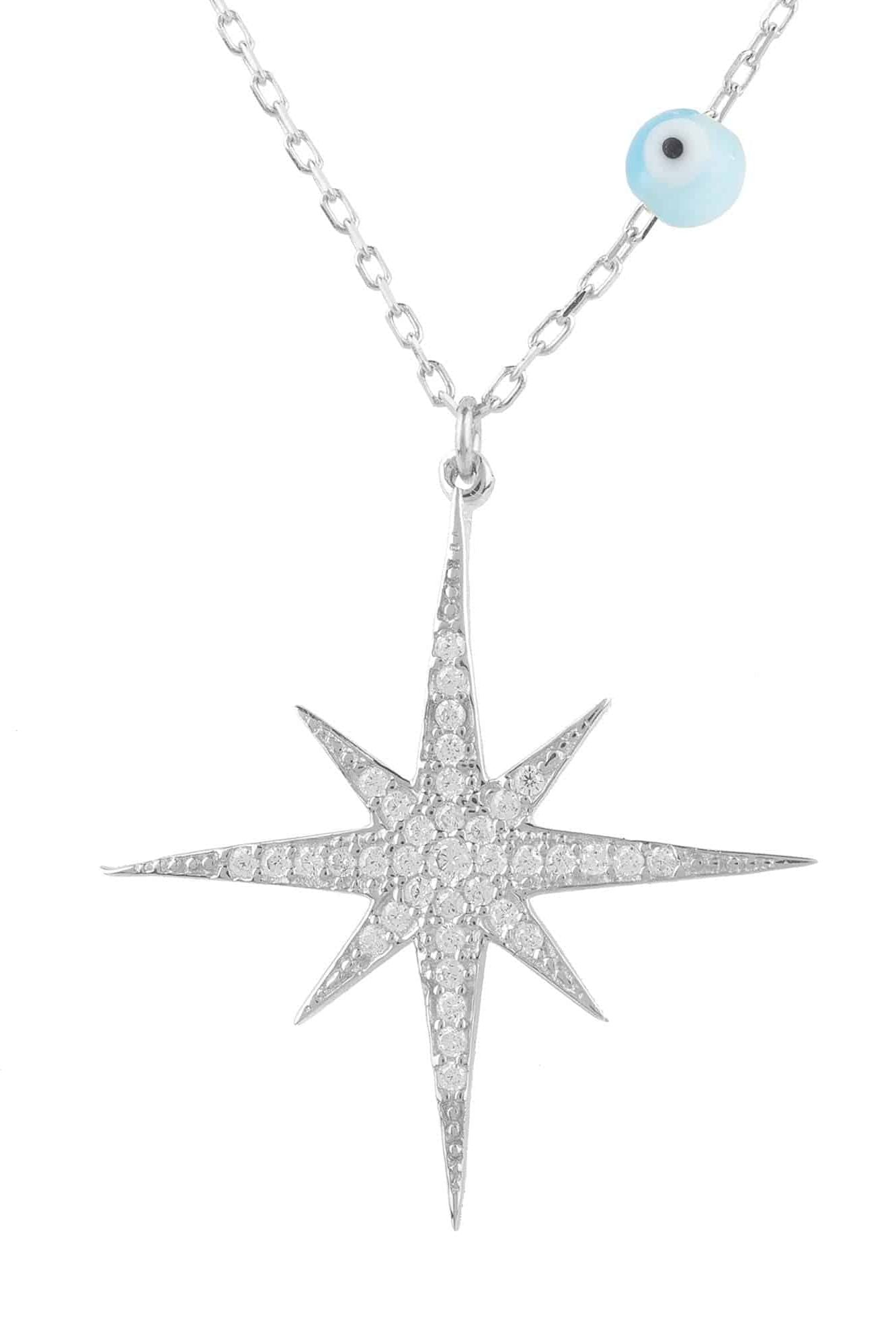 Starburst Opalite Evil Eye Necklace Sterling Silver - LATELITA Necklaces