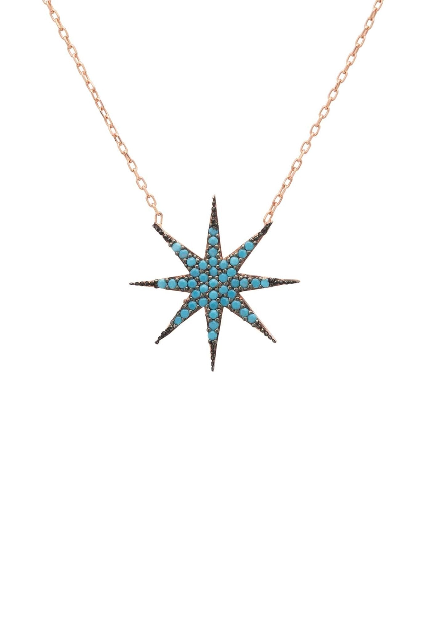 Starburst Turquoise Necklace Rosegold - LATELITA Necklaces