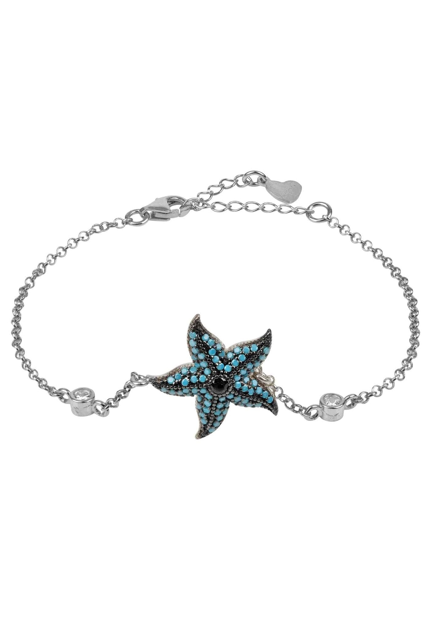 Starfish Blue Turquoise Gemstone Bracelet Silver - LATELITA Bracelets