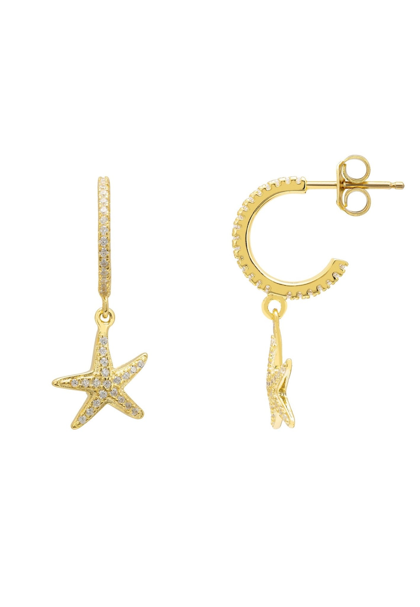 Starfish Sparkling Hoop Earrings Gold - LATELITA Earrings