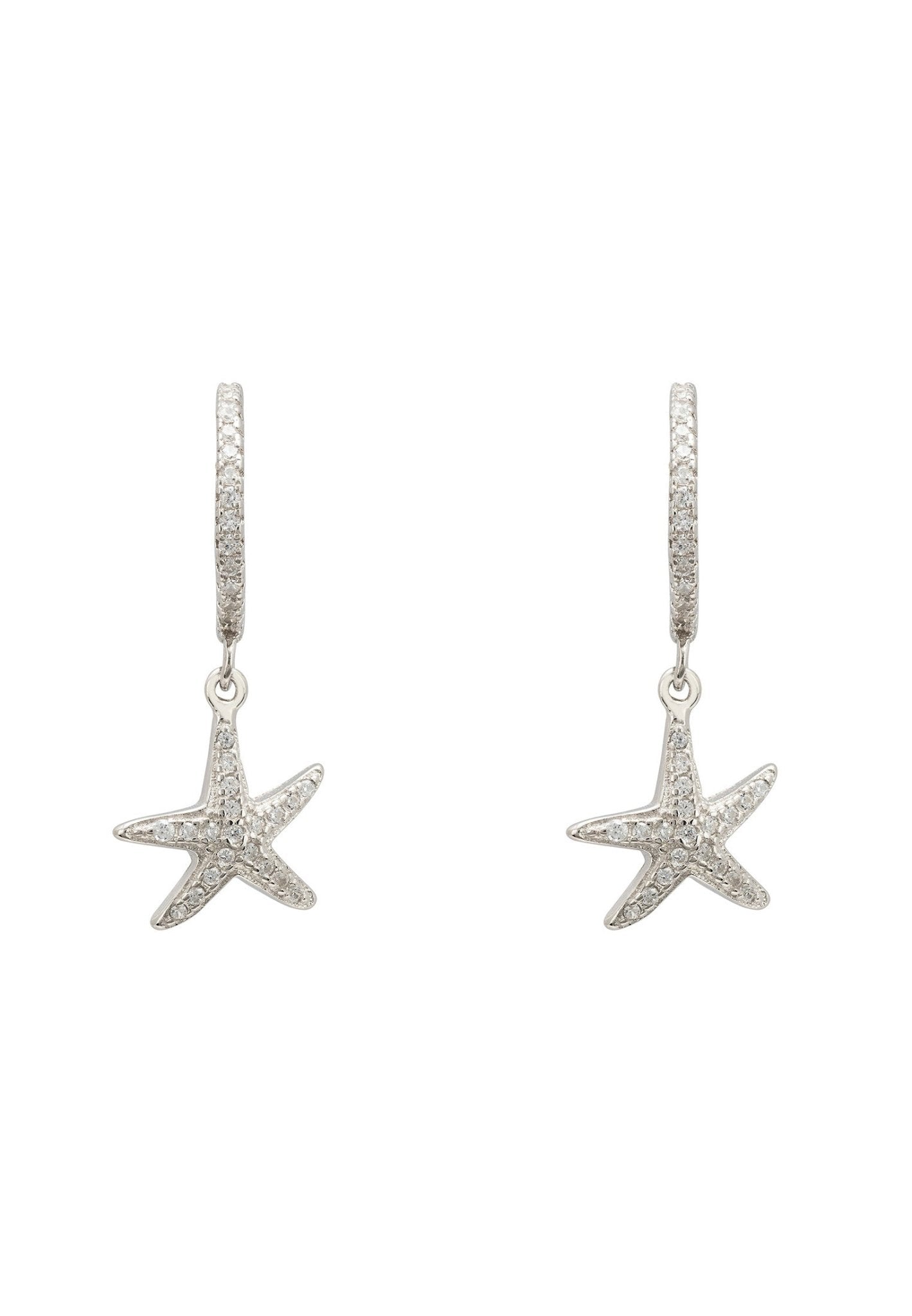 Starfish Sparkling Hoop Earrings Silver - LATELITA Earrings