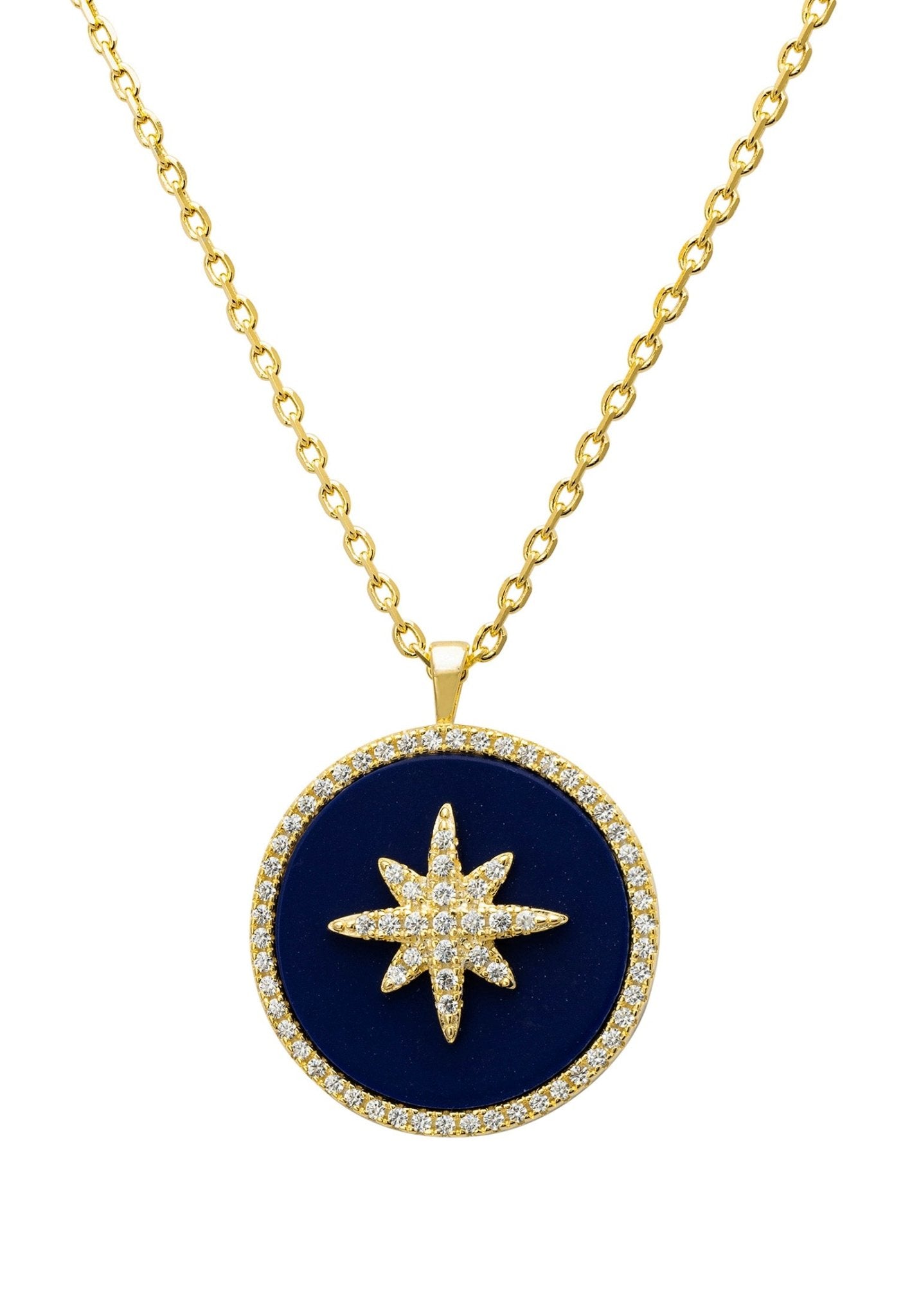 Starry Night Lapis Lazuli Pendant Necklace Gold - LATELITA Necklaces