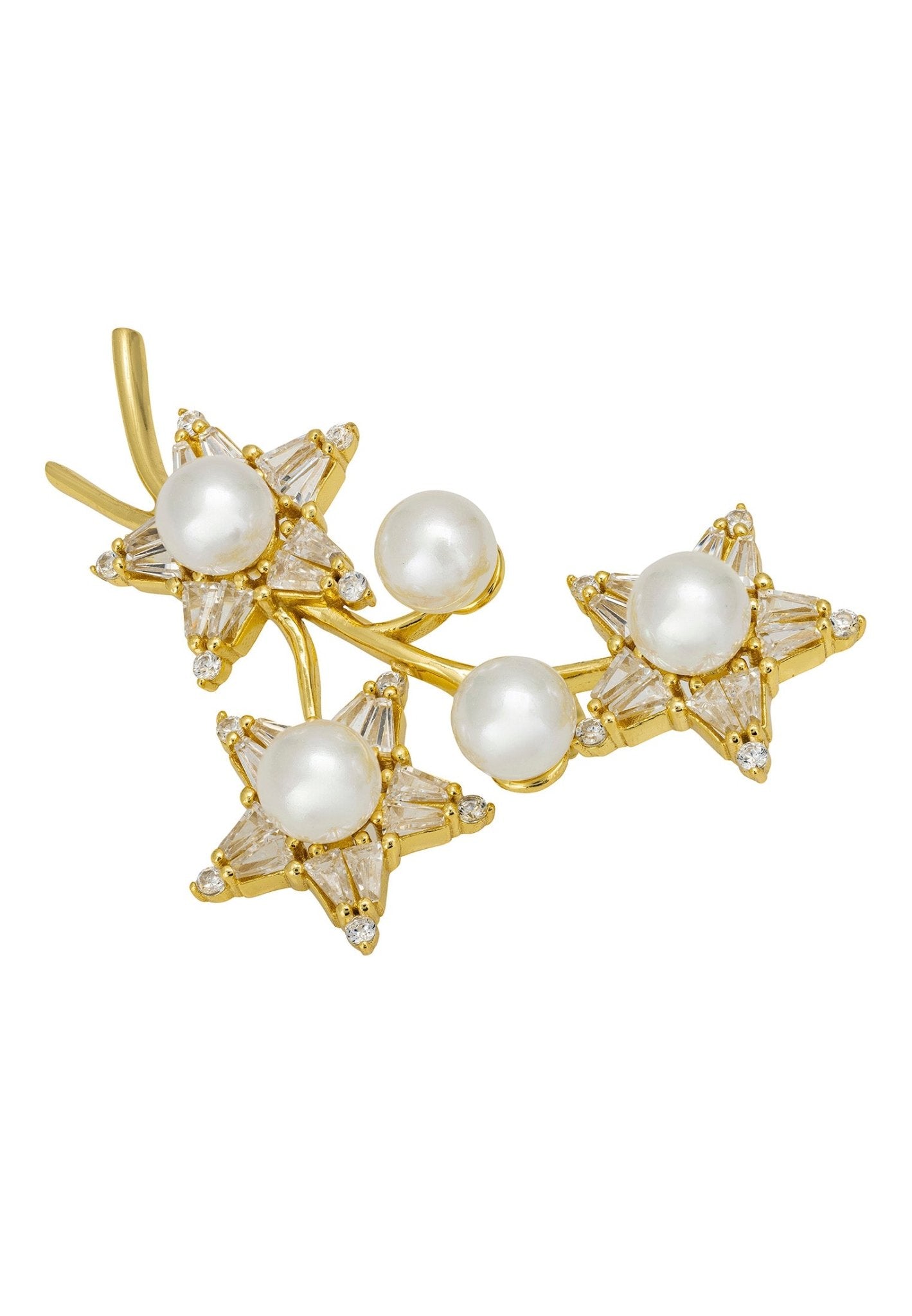 Starry Night Pearl Brooch Gold - LATELITA Brooches
