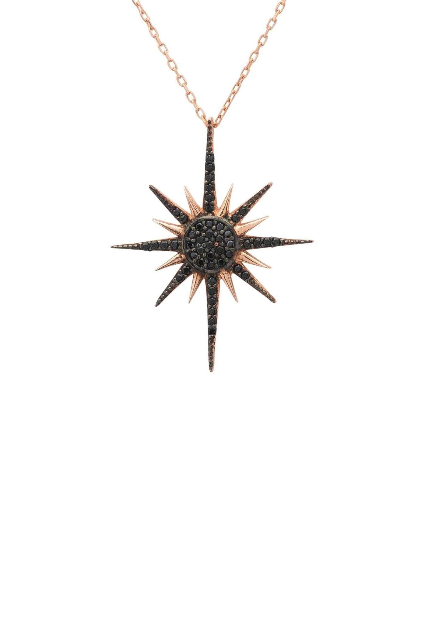 Sunburst Black Necklace Rosegold - LATELITA Necklaces