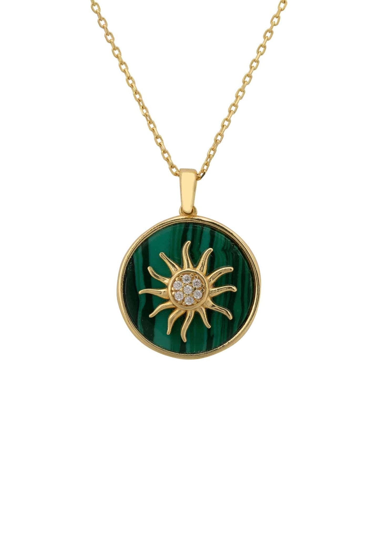 Sunburst Round Malachite Necklace Gold - LATELITA Necklaces
