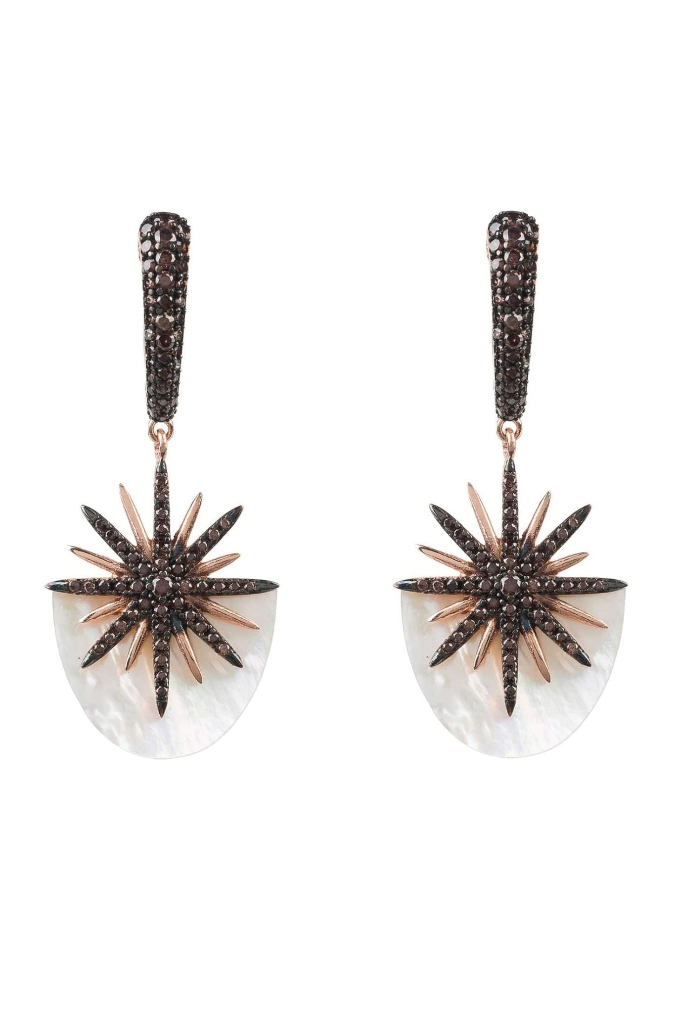 Sunburst White Mother Of Pearl Earrings Rosegold - LATELITA Earrings