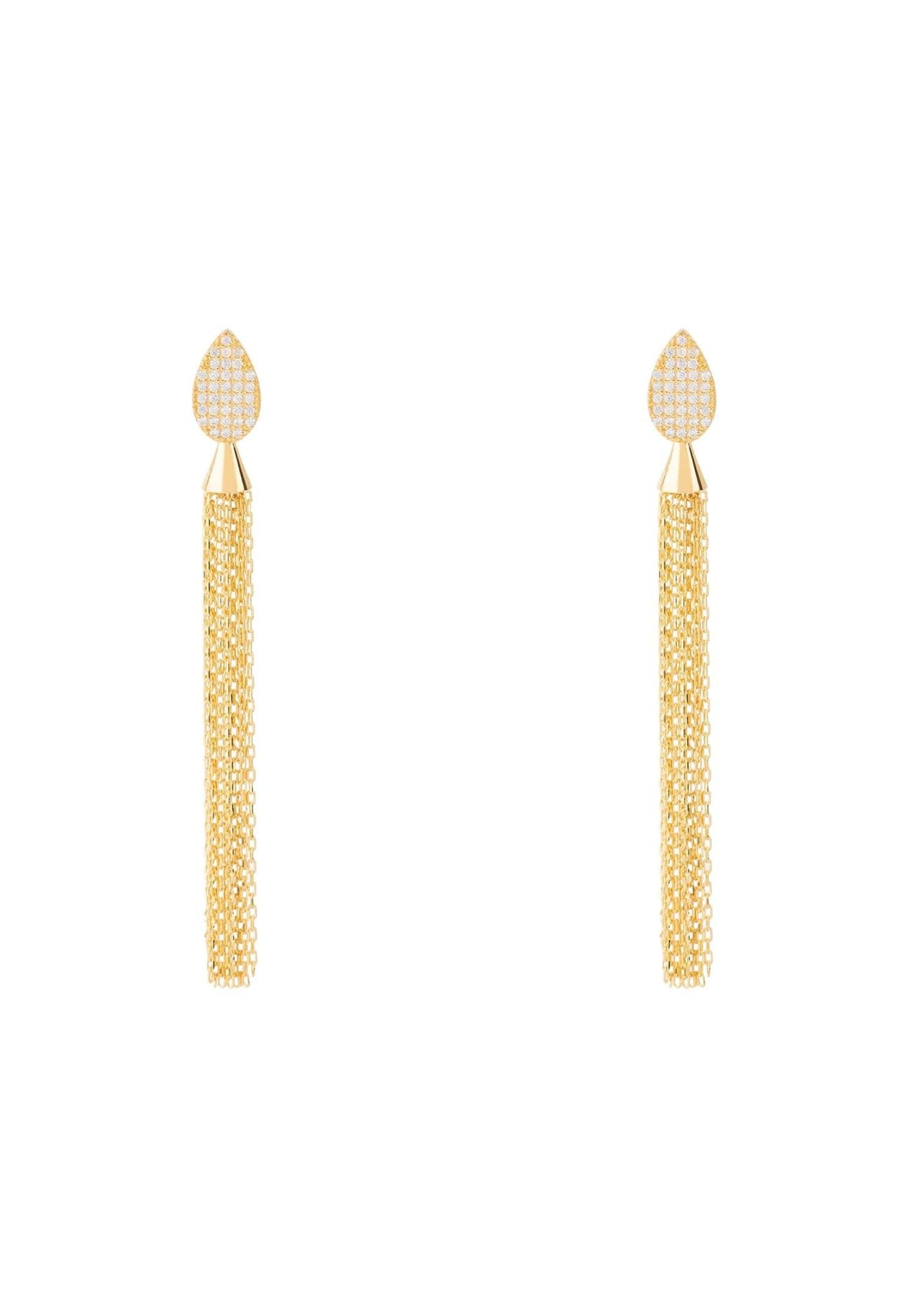 Tassel Chain Earrings Cz Gold - LATELITA Earrings