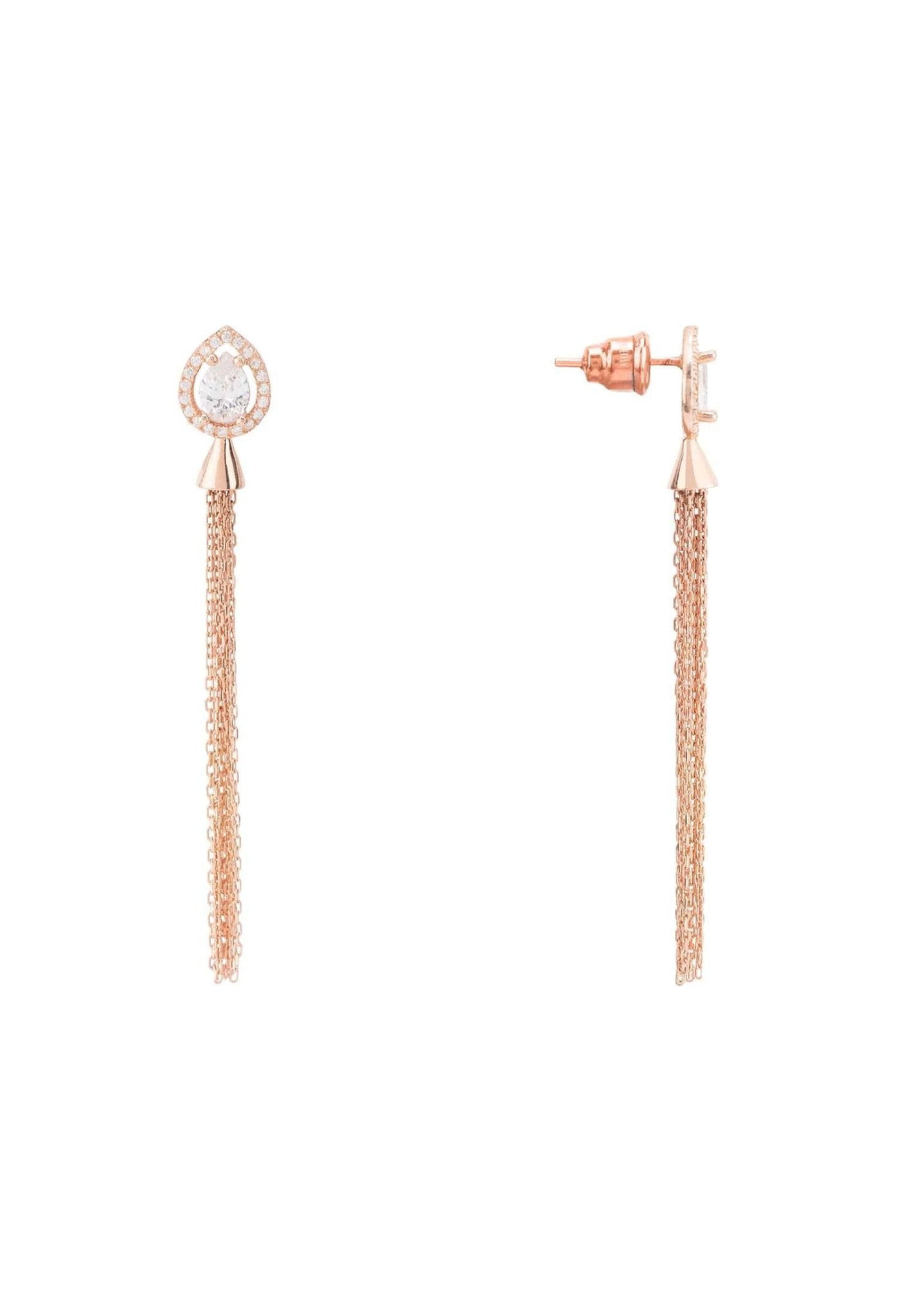 Tassel Chain Earrings Rosegold - LATELITA Earrings