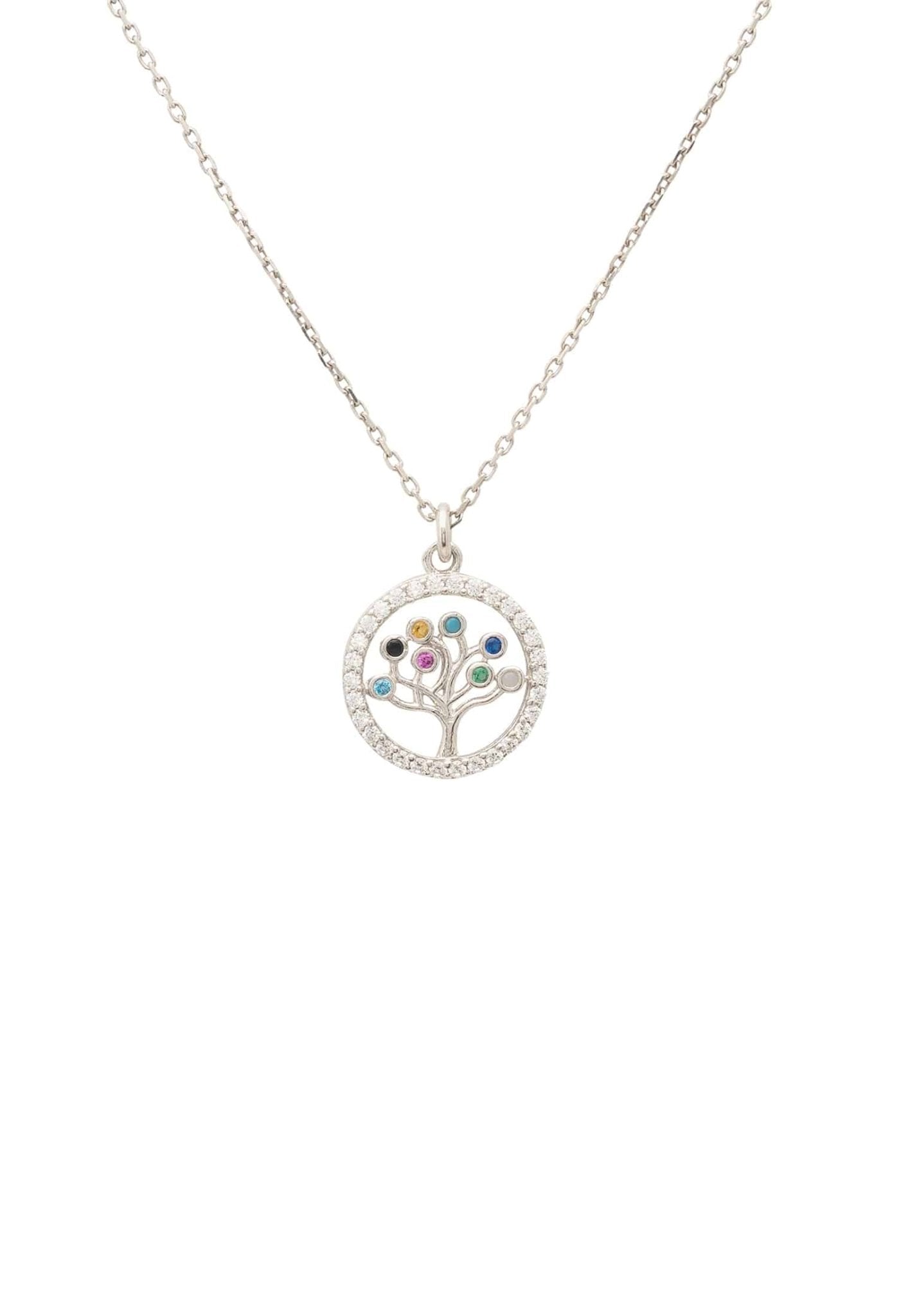 Tree Of Life Chakra Pendant Necklace Silver - LATELITA Necklaces