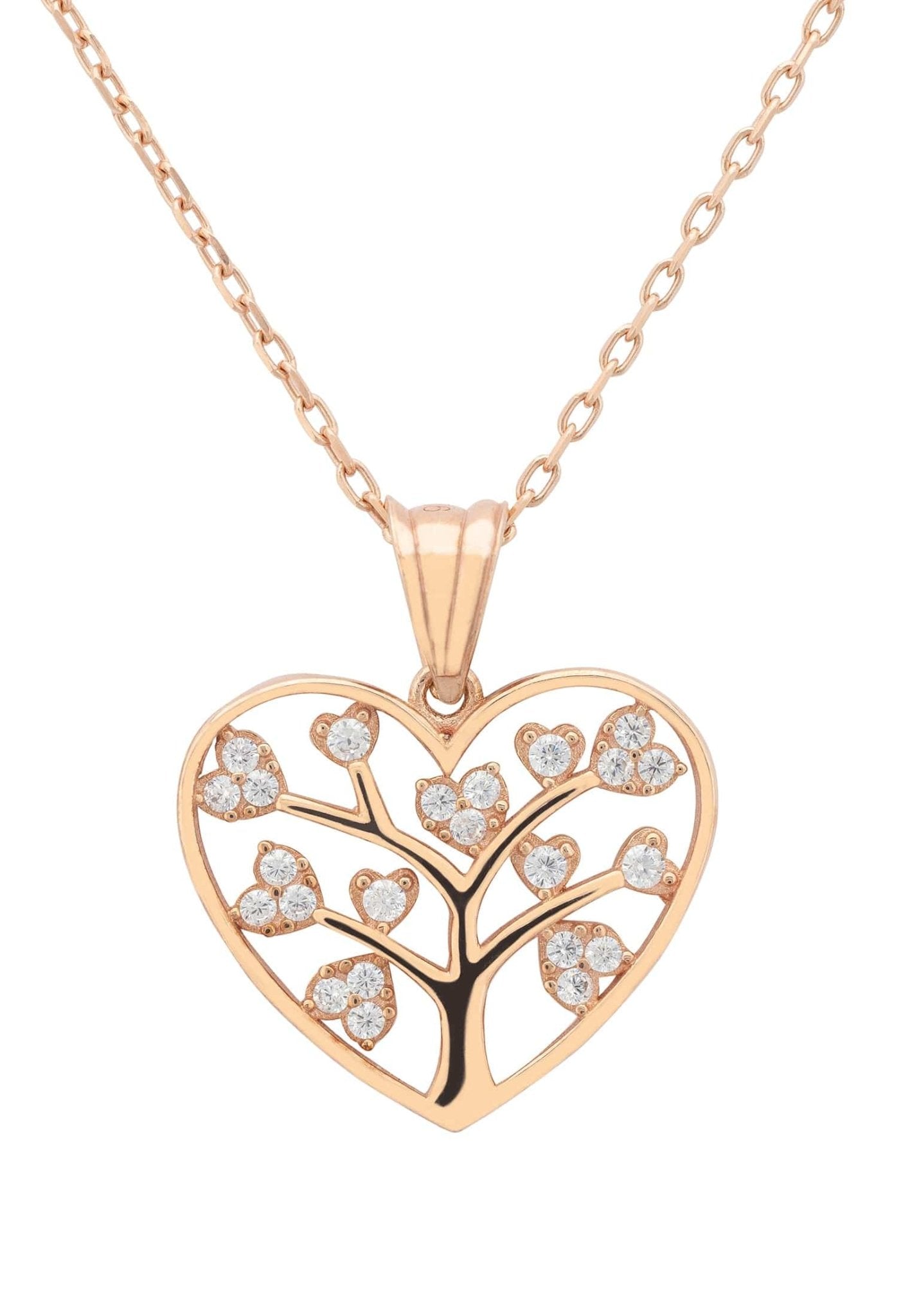 Tree Of Life Heart Necklace Rosegold - LATELITA Necklaces