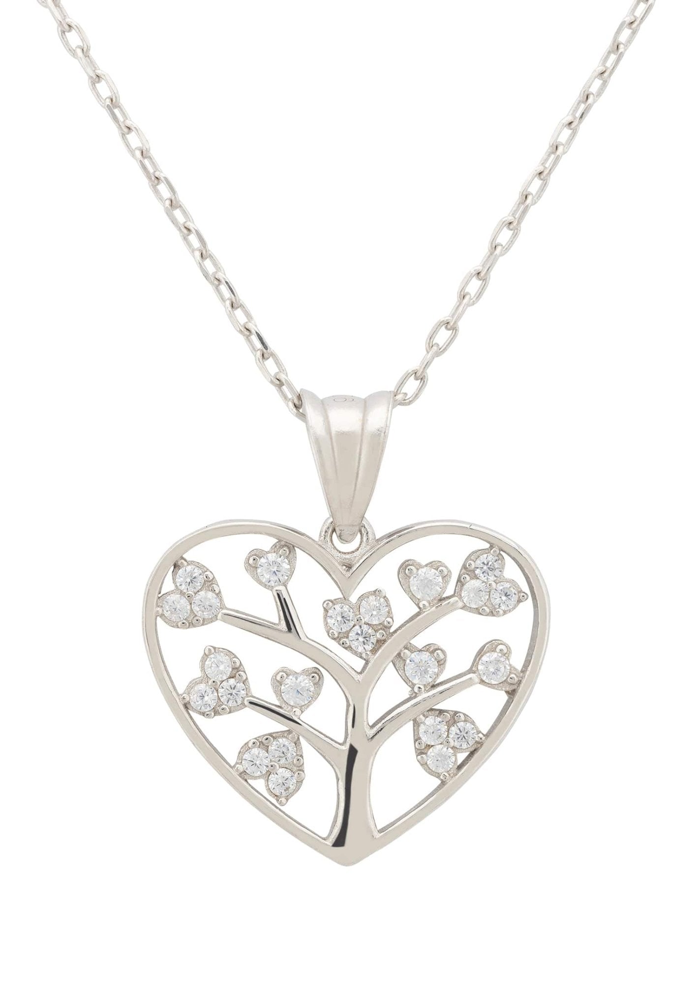Tree Of Life Heart Necklace Silver - LATELITA Necklaces