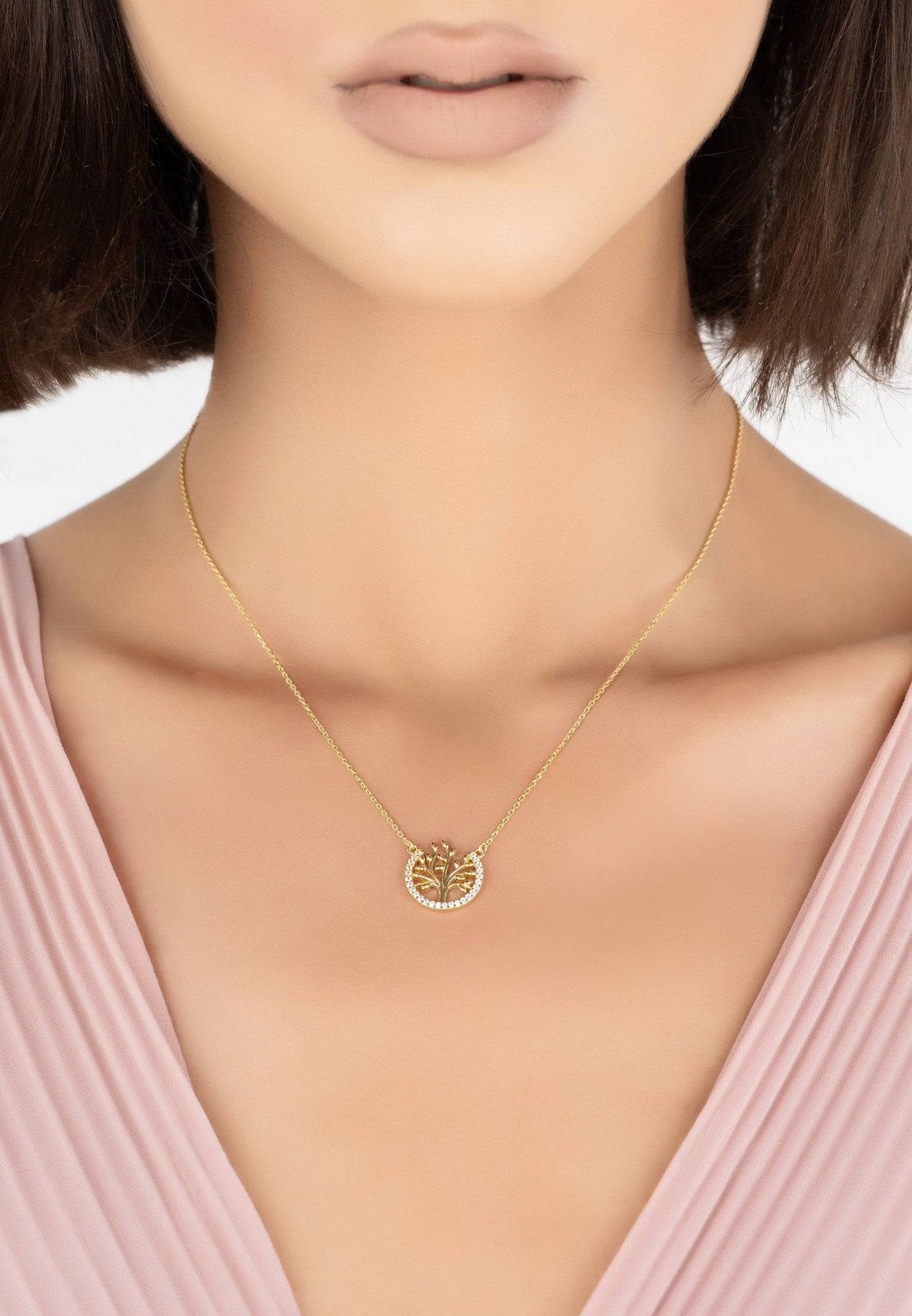 Tree Of Life Open Circle Necklace Gold - LATELITA Necklaces