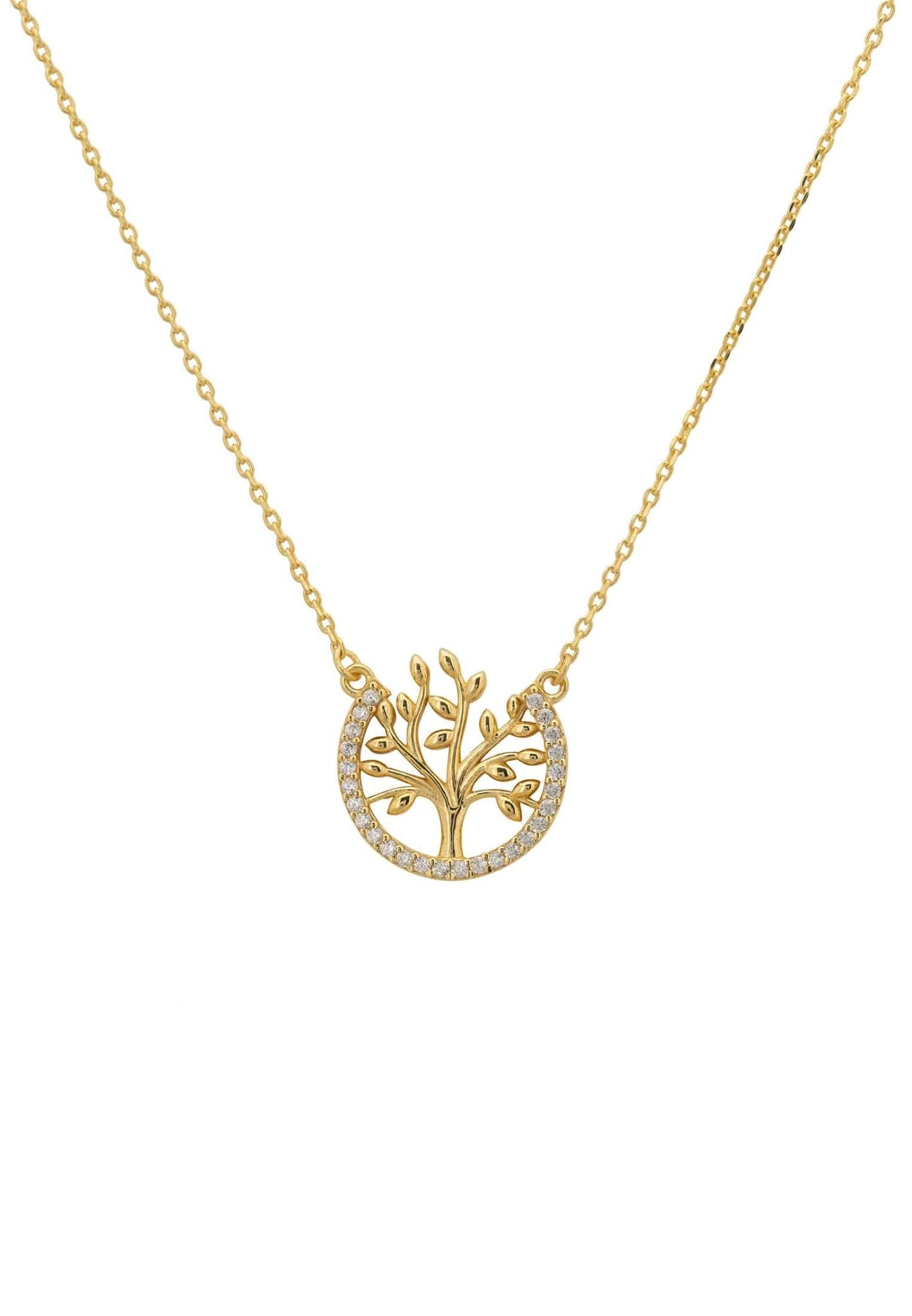 Tree Of Life Open Circle Necklace Gold - LATELITA Necklaces