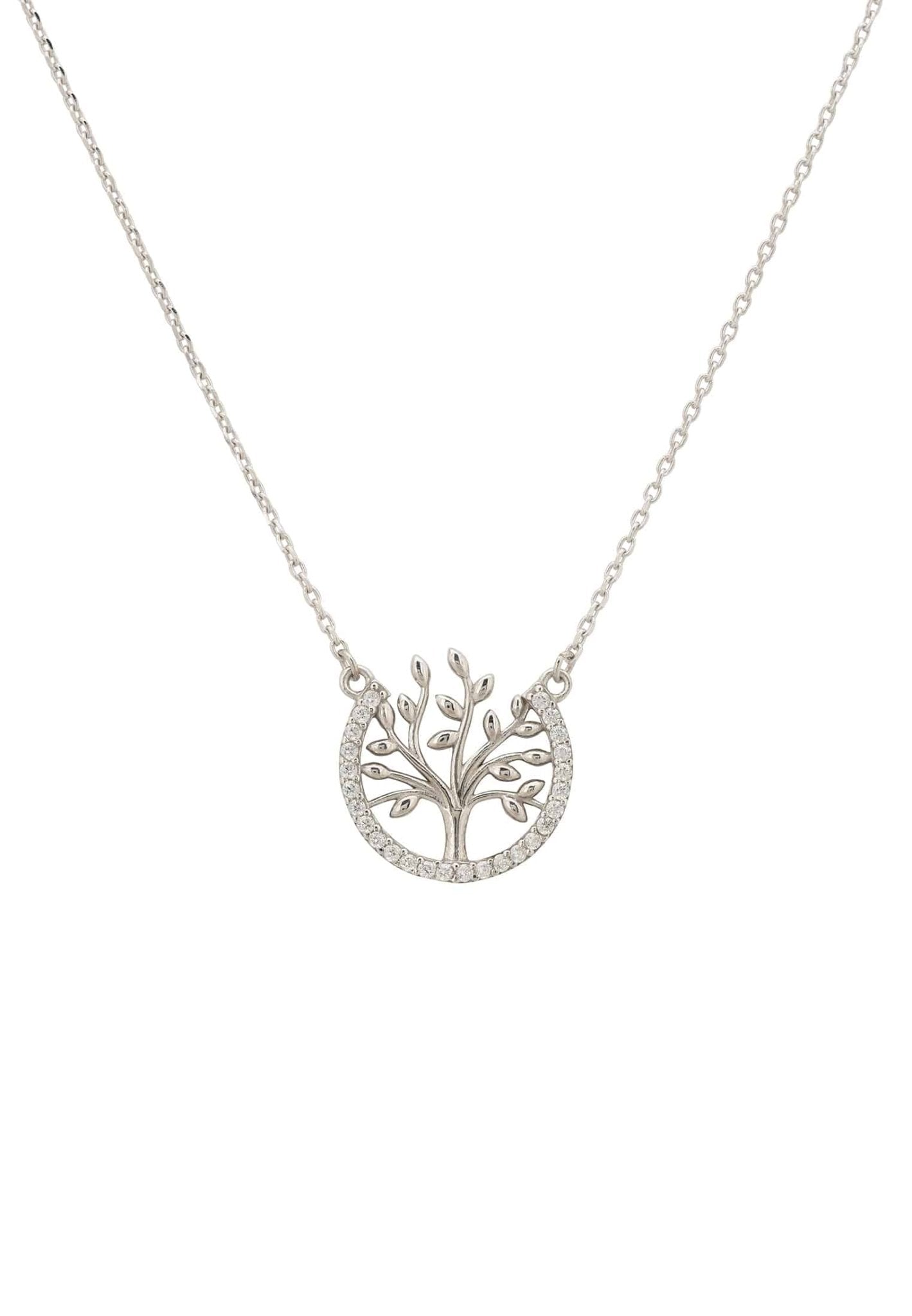 Tree Of Life Open Circle Necklace Silver - LATELITA Necklaces