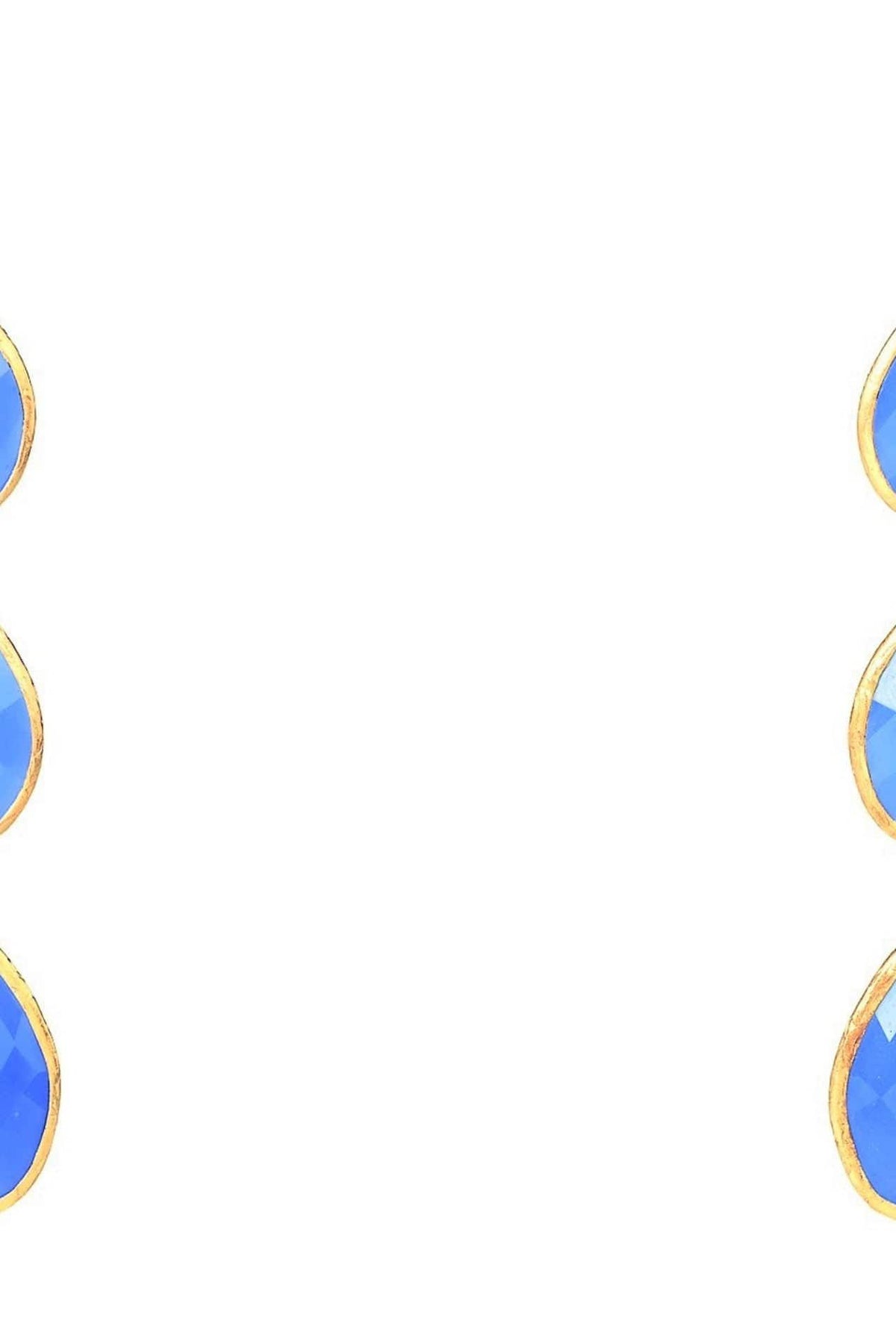 Triple Drop Earrings Dark Blue Chalcedony Gold - LATELITA Earrings